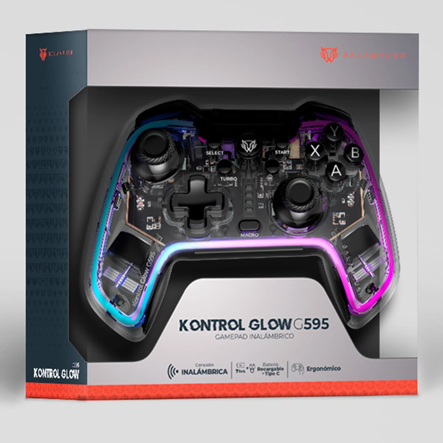 Gamepad BALAM RUSH KONTROL GLOW G595 RGB Inalambrico Pc Android PS3 PS4 BR-936910 - Image 6