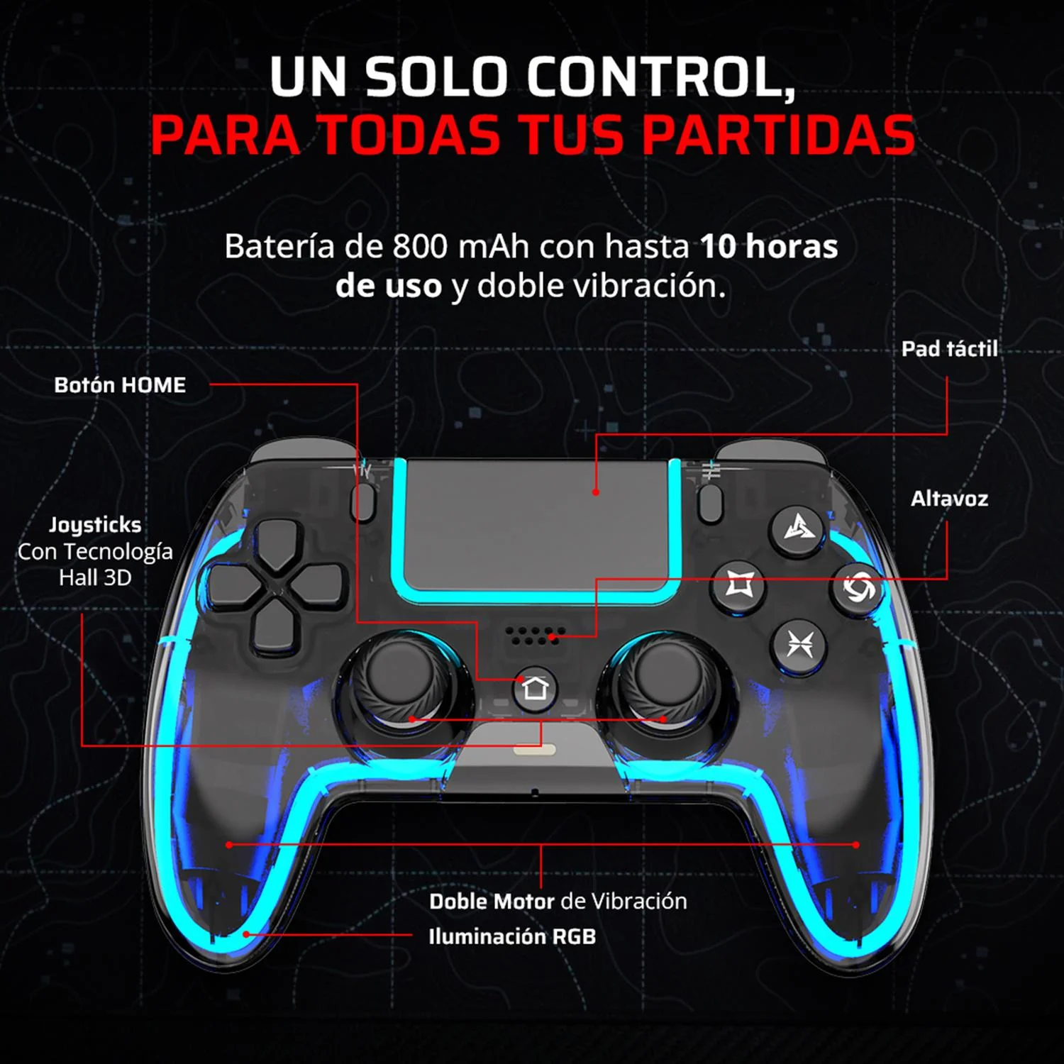 Gamepad BALAM RUSH KONTROL LUCID G690 Conexion Dual Bt 5.0 / USB-C PS5 , Android , IOS , Pc RGB Negr - Image 3