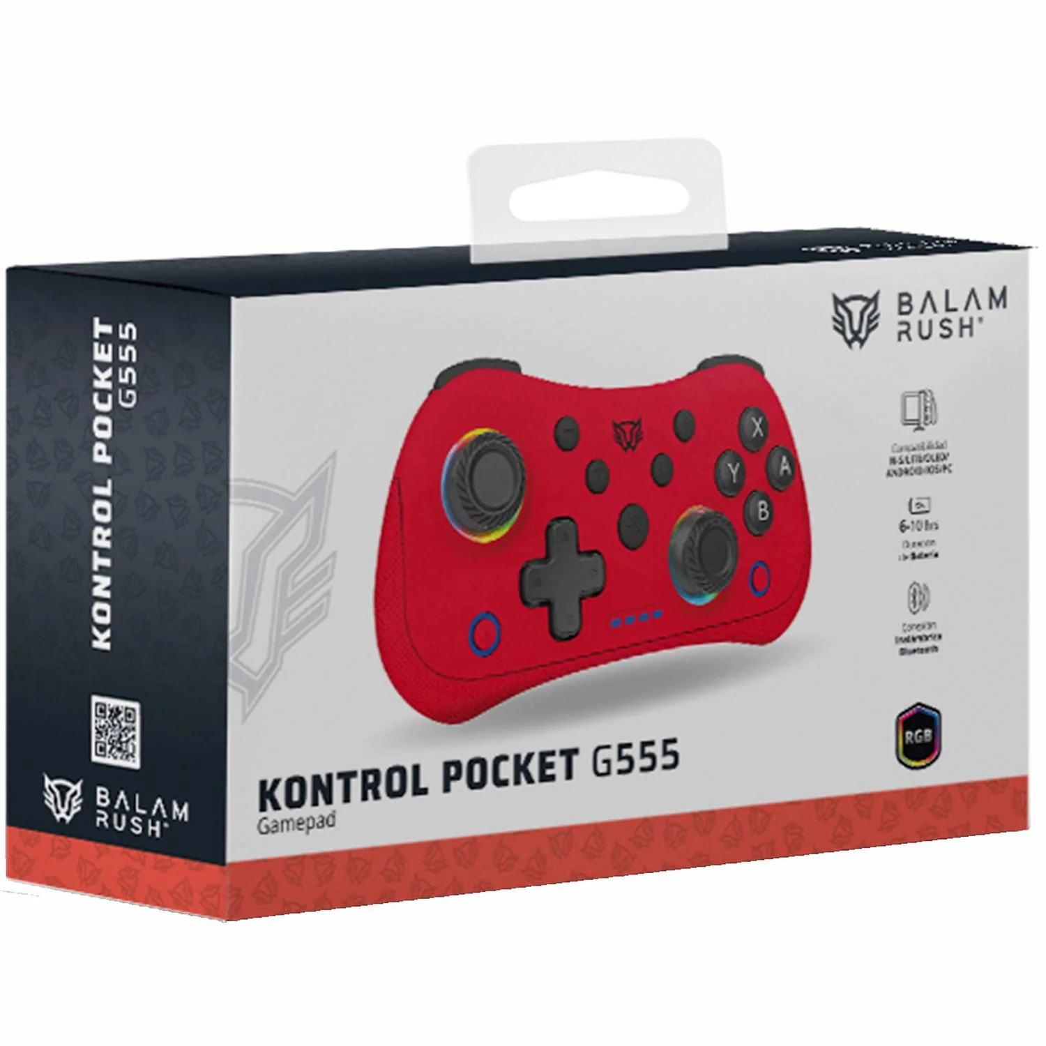Gamepad BALAM RUSH KONTROL POCKET G555 Conexion Dual Bluetooth 5.0 / USB-C Switch Android iOS PC Rojo BR-942584 - Image 6