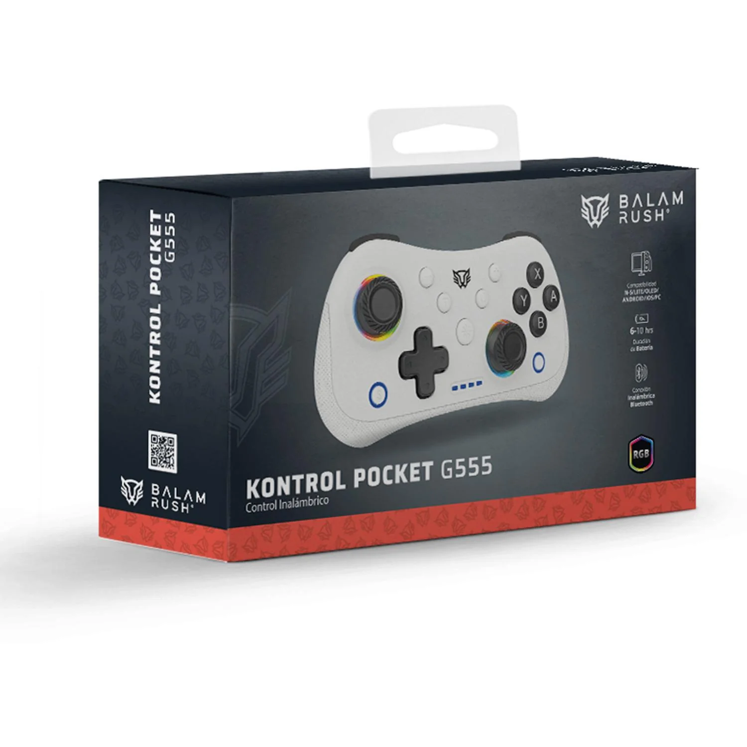 Gamepad BALAM RUSH KONTROL POCKET G555 Conexion Dual Bt 5.0 / USB-C Switch Android iOS PC Blanco BR- - Image 6