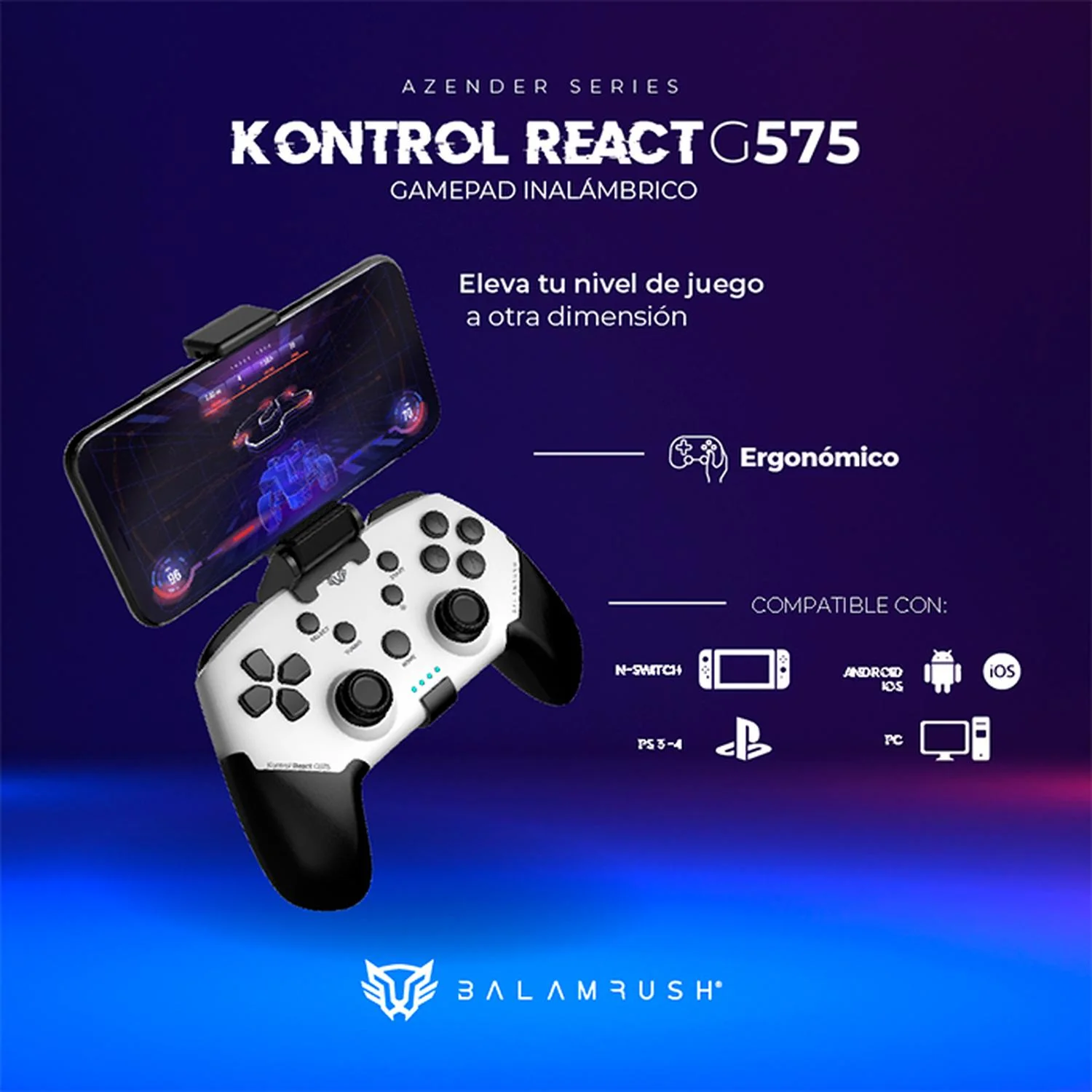 Gamepad BALAM RUSH KONTROL REACT G575 Inalambrico Pc Android PS3 PS4 BR-936927 - Image 3