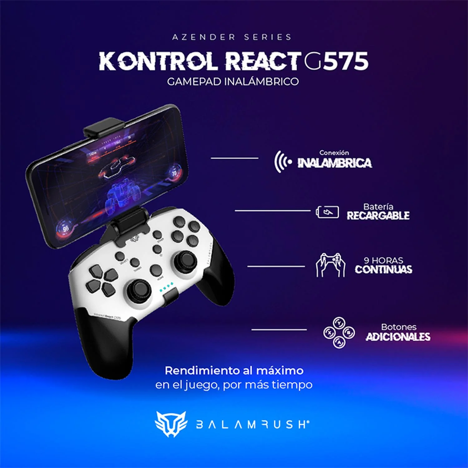 Gamepad BALAM RUSH KONTROL REACT G575 Inalambrico Pc Android PS3 PS4 BR-936927 - Image 4