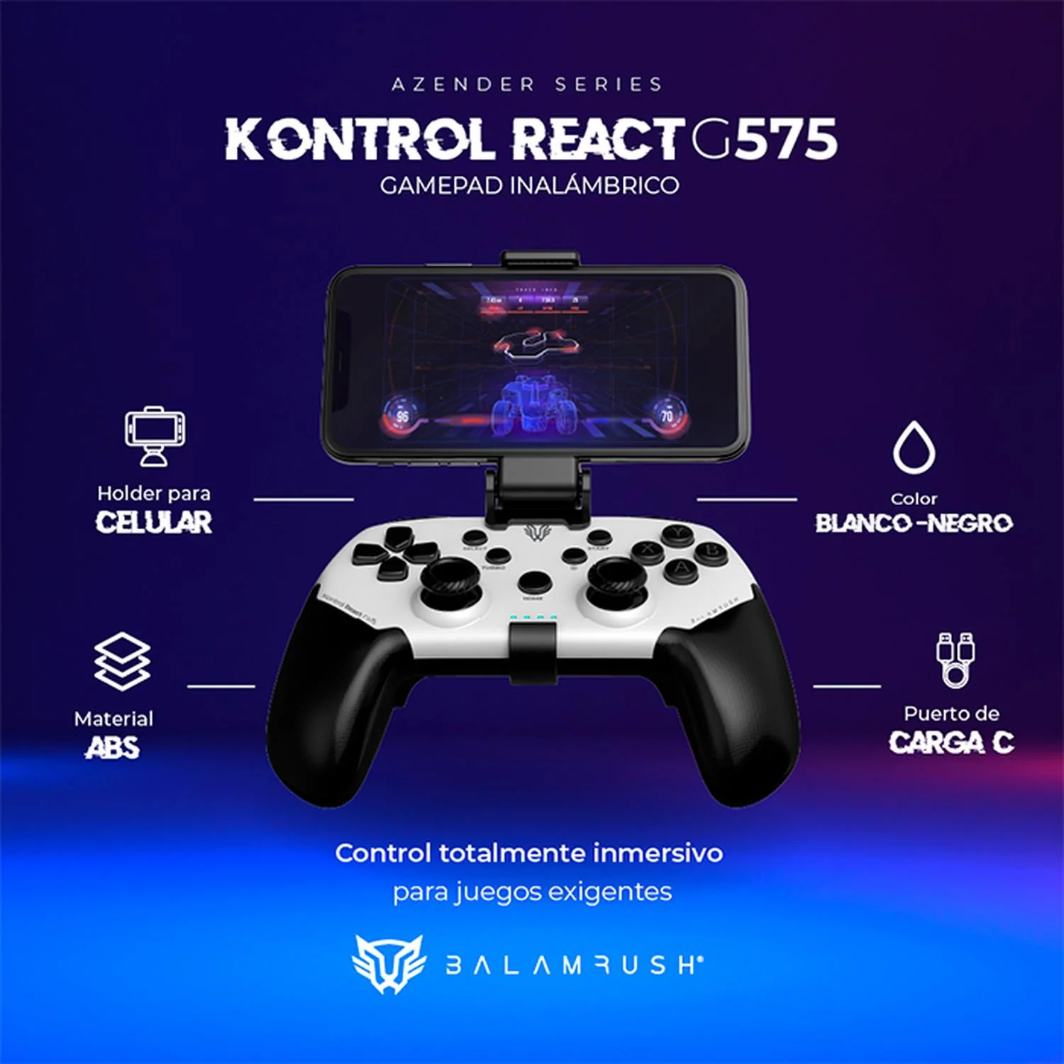 Gamepad BALAM RUSH KONTROL REACT G575 Inalambrico Pc Android PS3 PS4 BR-936927 - Image 5