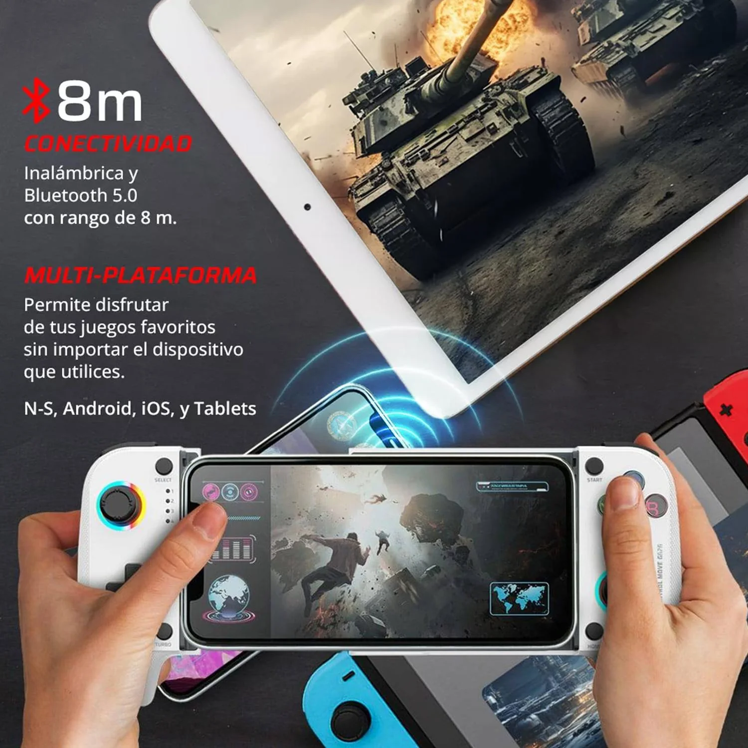 Gamepad Para Movil BALAM RUSH KONTROL MOVE G626 RGB Inalambrico Android iOS Blanco BR-940481 - Image 3