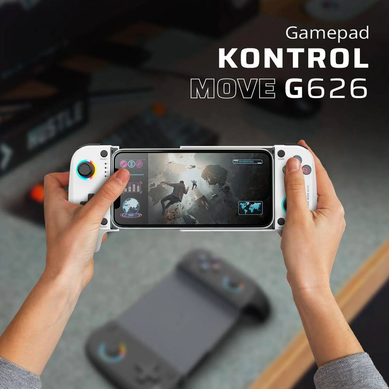 Gamepad Para Movil BALAM RUSH KONTROL MOVE G626 RGB Inalambrico Android iOS Blanco BR-940481 - Image 4