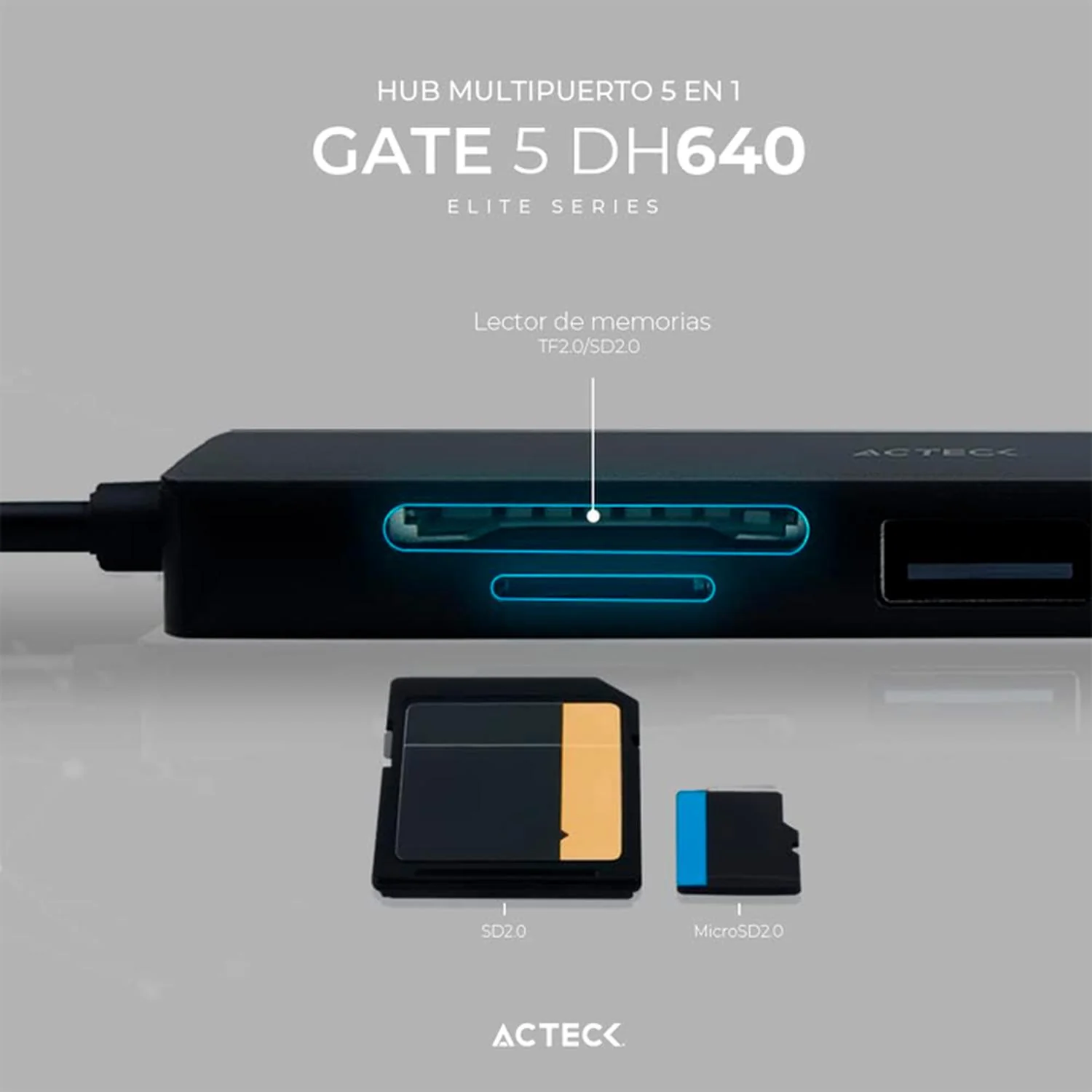 HUB ACTECK GATE 5 DH640 Multipuerto 5 en 1 USB-C HDMI 4K SD 2.0 Negro AC-934633 - Image 3