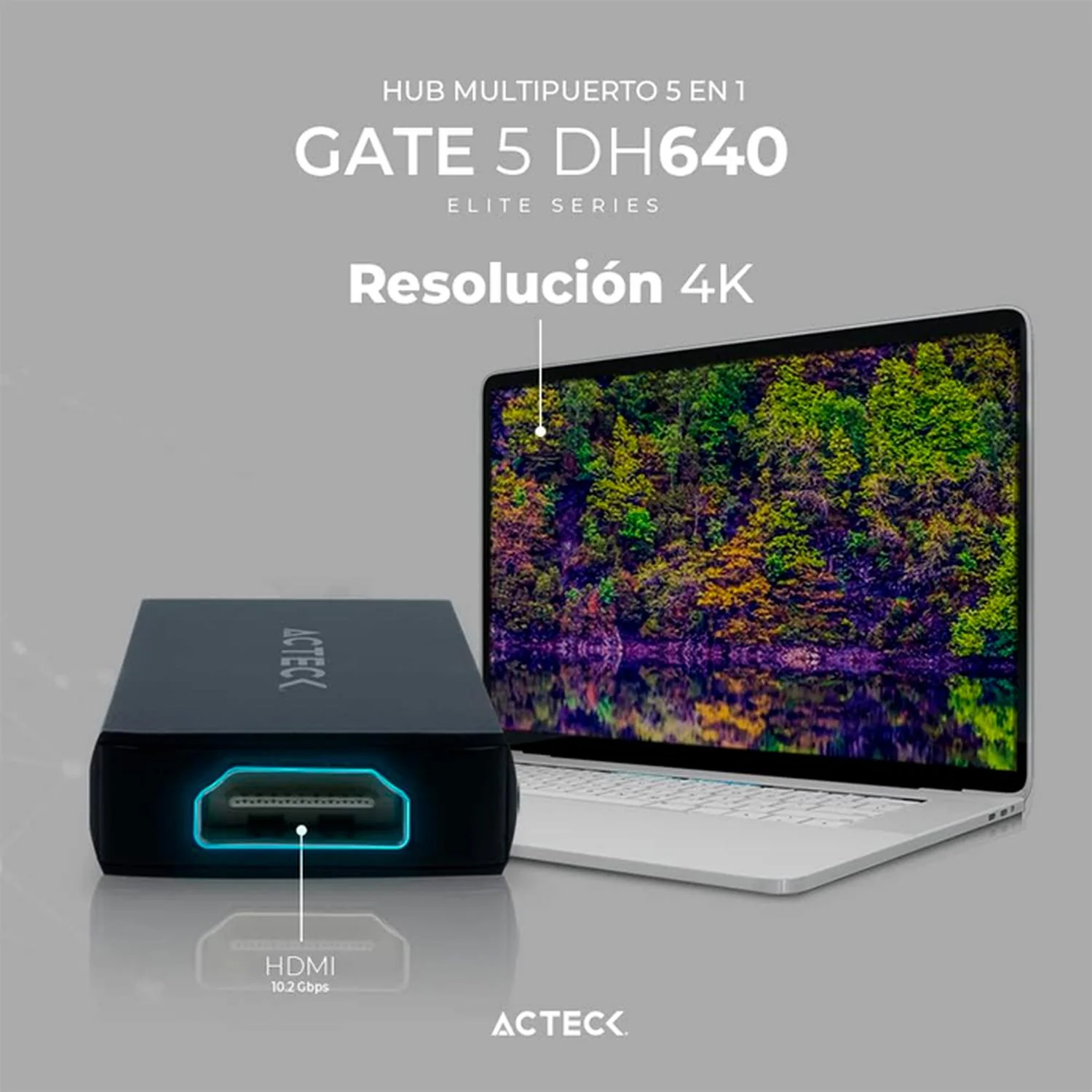 HUB ACTECK GATE 5 DH640 Multipuerto 5 en 1 USB-C HDMI 4K SD 2.0 Negro AC-934633 - Image 4