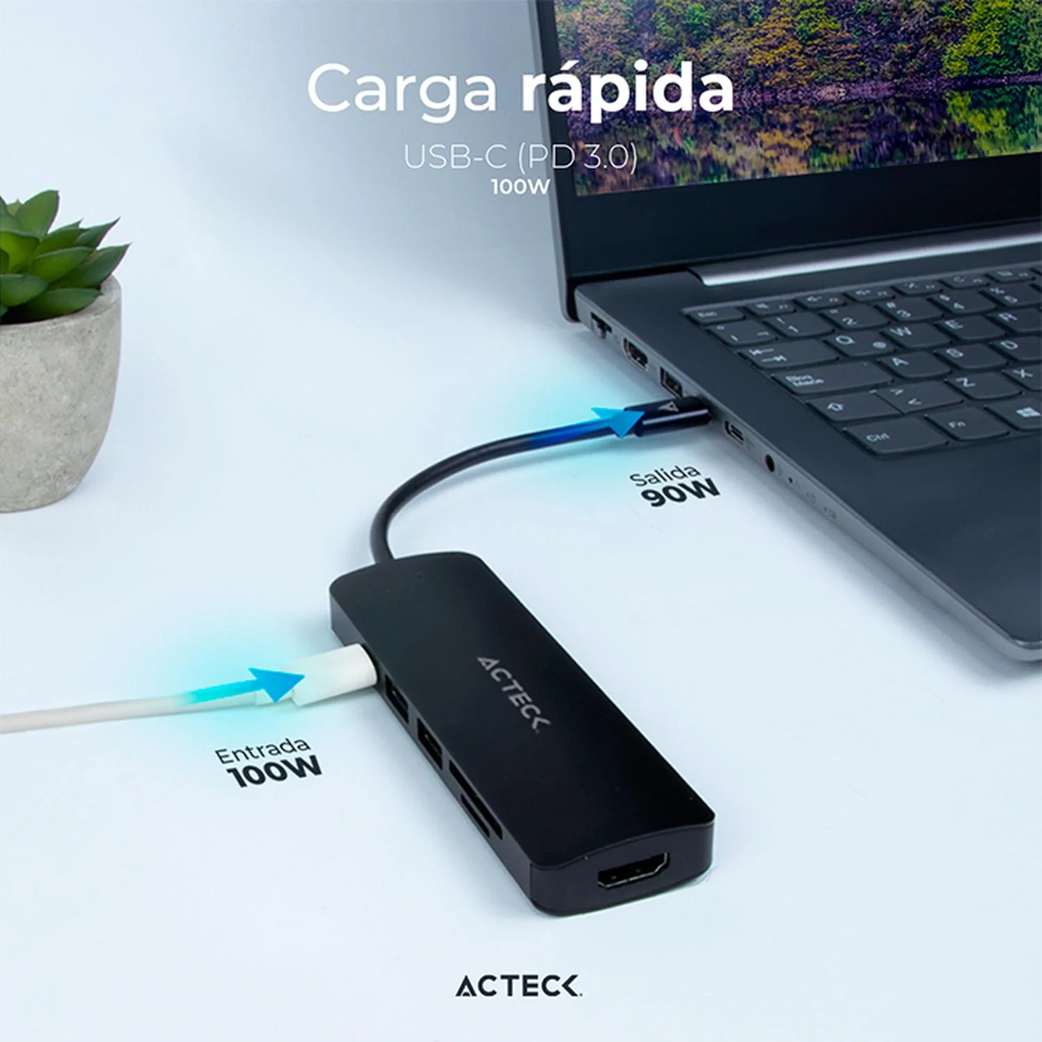 HUB ACTECK GATE 6 DH660 Multipuerto 6 en 1 USB-C HDMI 4K SD 2.0 Negro AC-934619 - Image 4