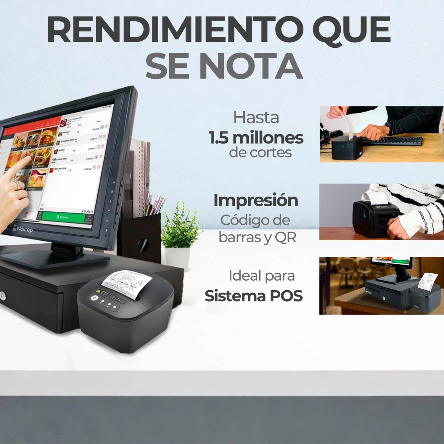 Impresora Termica Mini Printer NEXTEP NE-511X 72 mm 230 mm/s USB 2.0 RJ11 LAN Cortador Automático Negro Oficina y punto de venta - Image 3