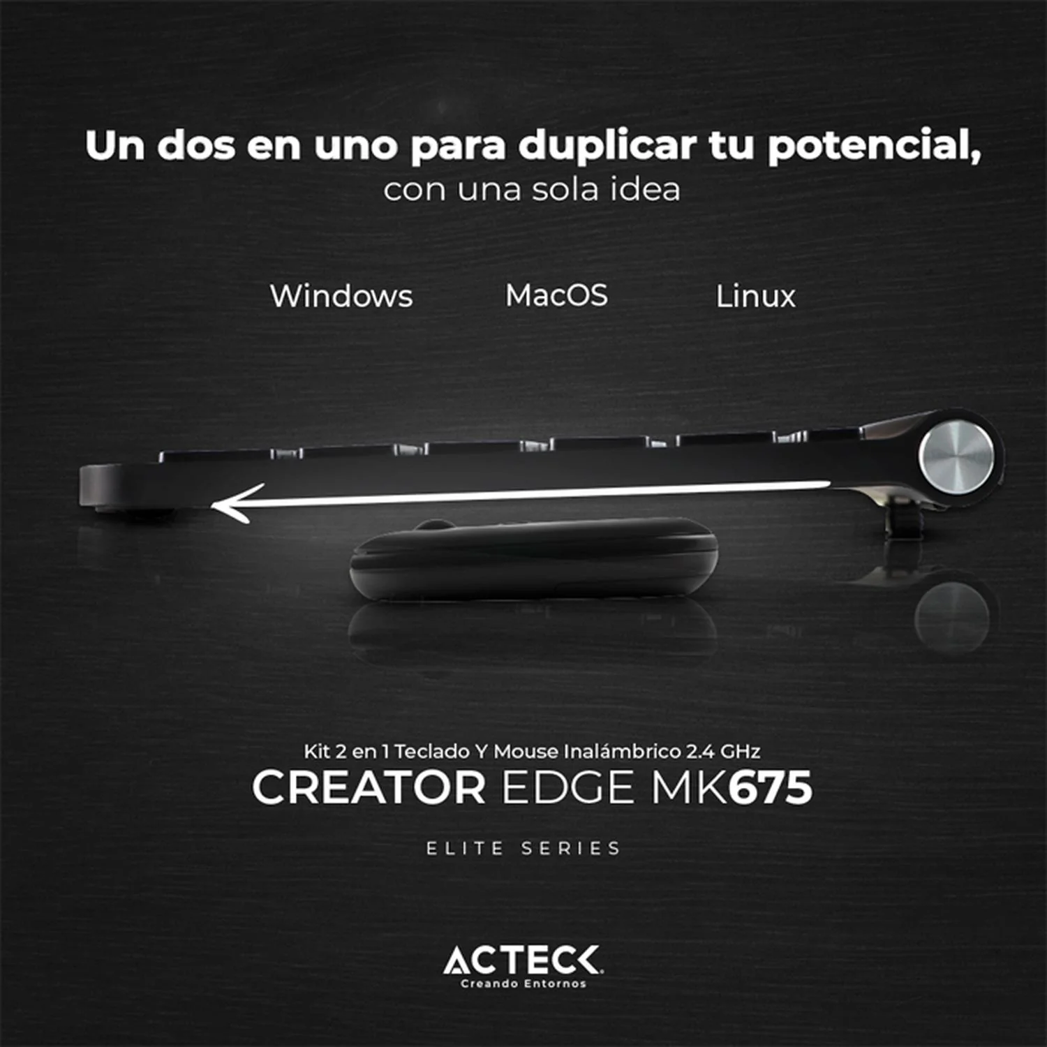 Kit Teclado y Mouse ACTECK CREATOR INSPIRE EDGE MK675 Inalambrico USB 2.4Ghz Ultra Delgado AC-934954 - Image 3