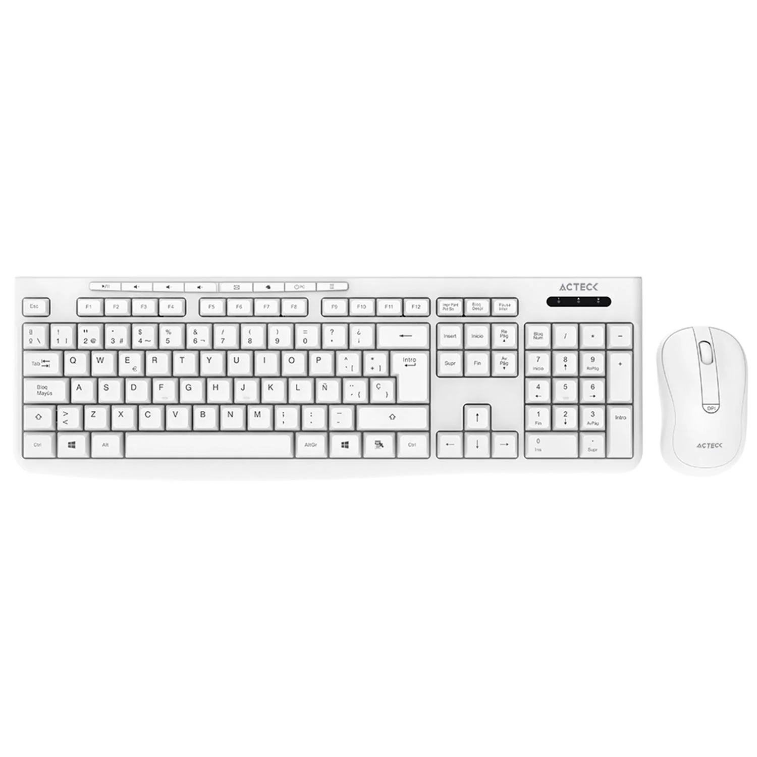 Kit 2 en 1 Teclado y Mouse ACTECK CREATOR PRIME MK225 Inalambrico USB 2.4 Ghz Blanco AC-941785