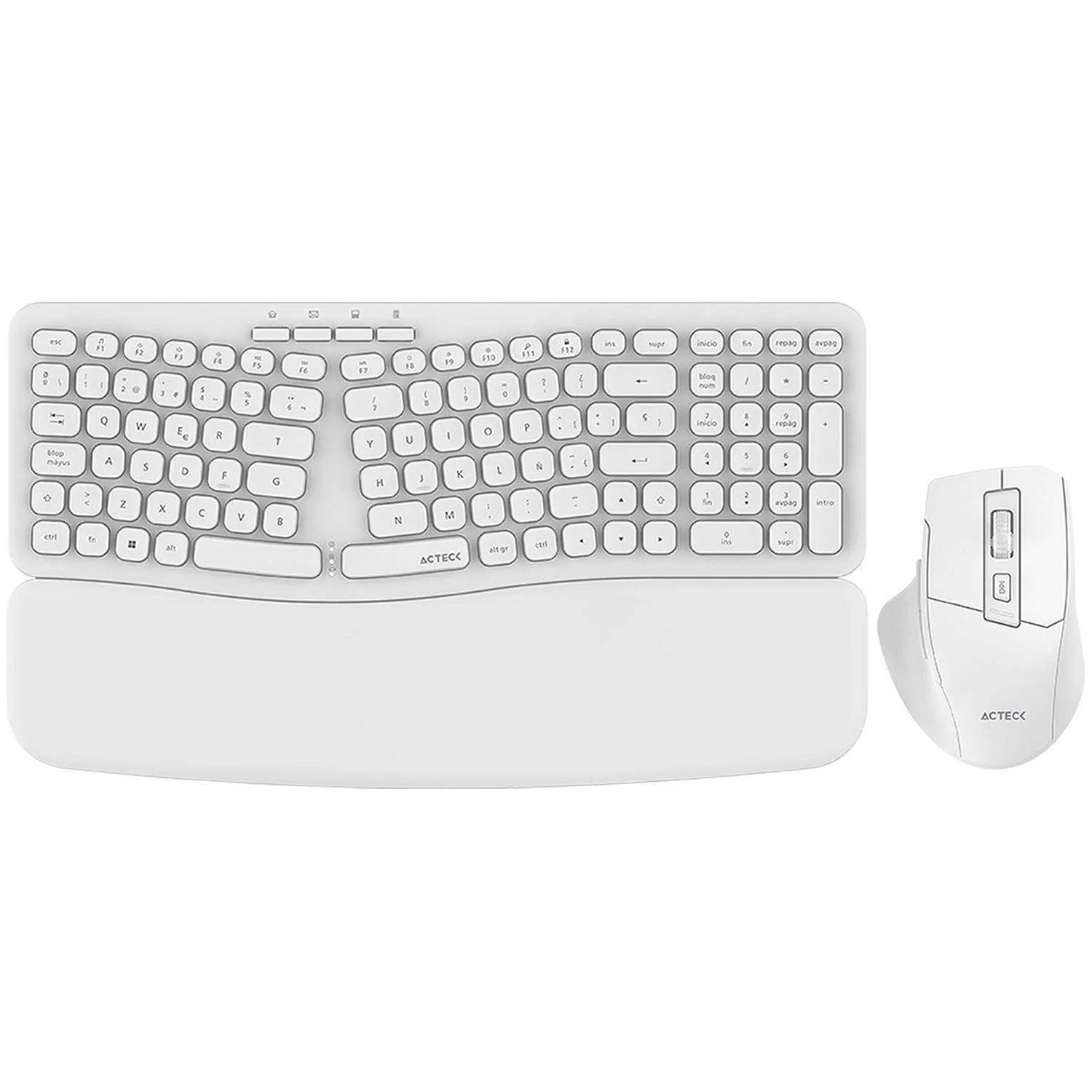 Kit 2 en 1 Teclado y Mouse ACTECK CREATOR ULTRA CONFORT MK650 Ergonomico Inalambrico USB 2.4 Ghz Blanco AC-939874