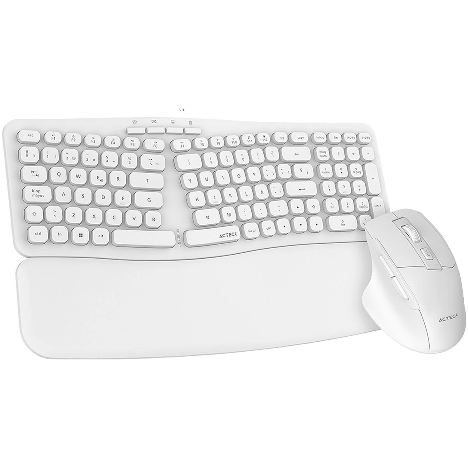 Kit 2 en 1 Teclado y Mouse ACTECK CREATOR ULTRA CONFORT MK650 Ergonomico Inalambrico USB 2.4 Ghz Blanco AC-939874 - Image 4