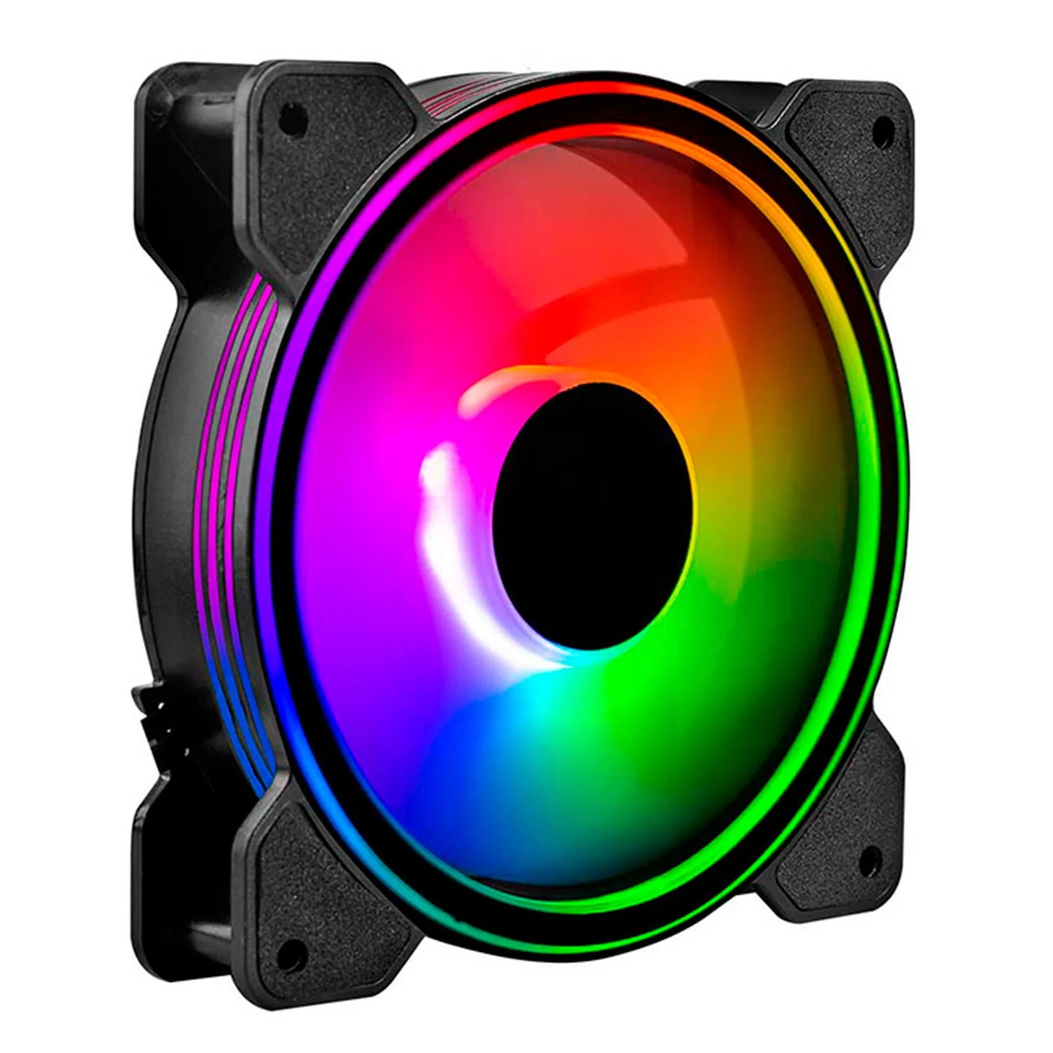Kit 3 Ventiladores Gamer BALAM RUSH EOLOX BLAZE EX50K 120mm ARGB Diseño Circular Borde LED Rainbow 1500RPM Negro 3 Pin Controladora BR-937986 - Image 2
