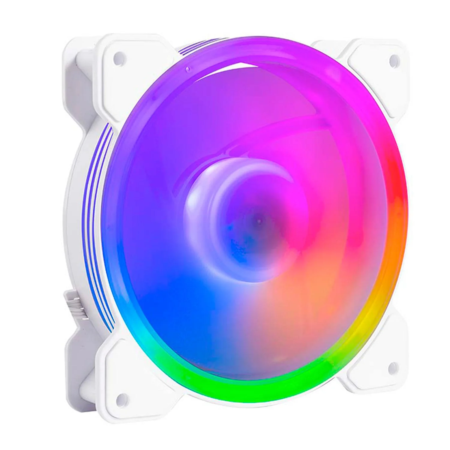 Kit 3 Ventiladores Gamer BALAM RUSH EOLOX BLAZE EX50KW 120mm ARGB Diseño Circular Borde LED Rainbow 1500RPM Blanco 3 Pin Controladora BR-937993 - Image 2