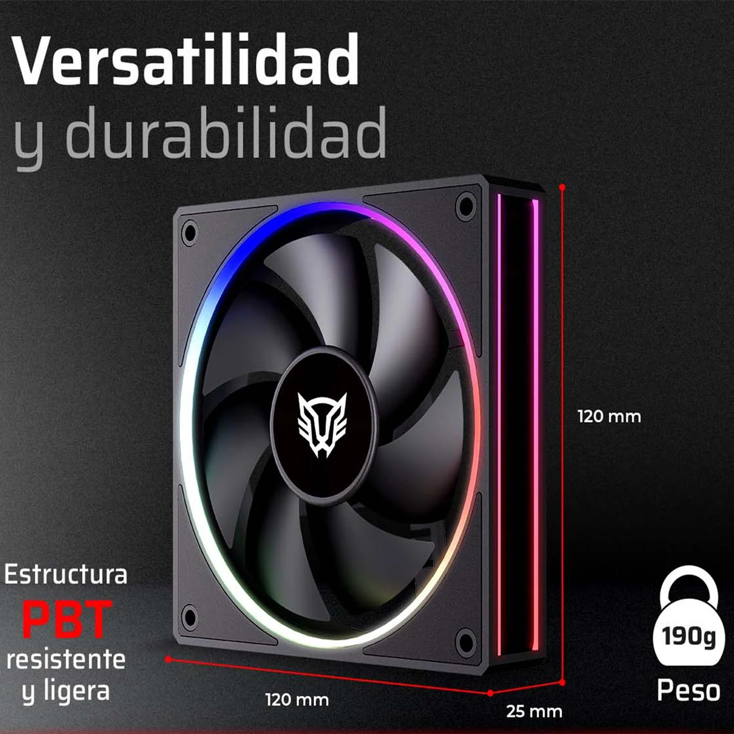 Kit 3 Ventiladores Gamer BALAM RUSH EOLOX BORA EXB85 120mm ARGB Diseño Cuadrado PWM 4 pin + Aura 1600RPM Negro BR-942126 - Image 4