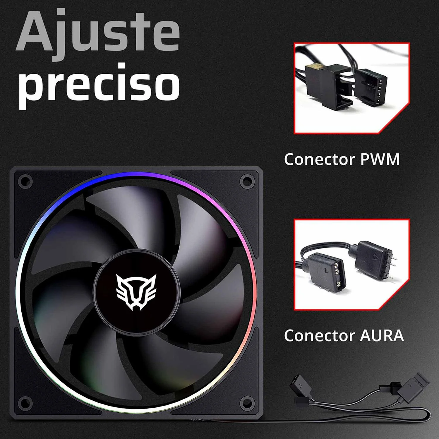 Kit 3 Ventiladores Gamer BALAM RUSH EOLOX BORA EXB85 120mm ARGB Diseño Cuadrado PWM 4 pin + Aura 1600RPM Negro BR-942126 - Image 5