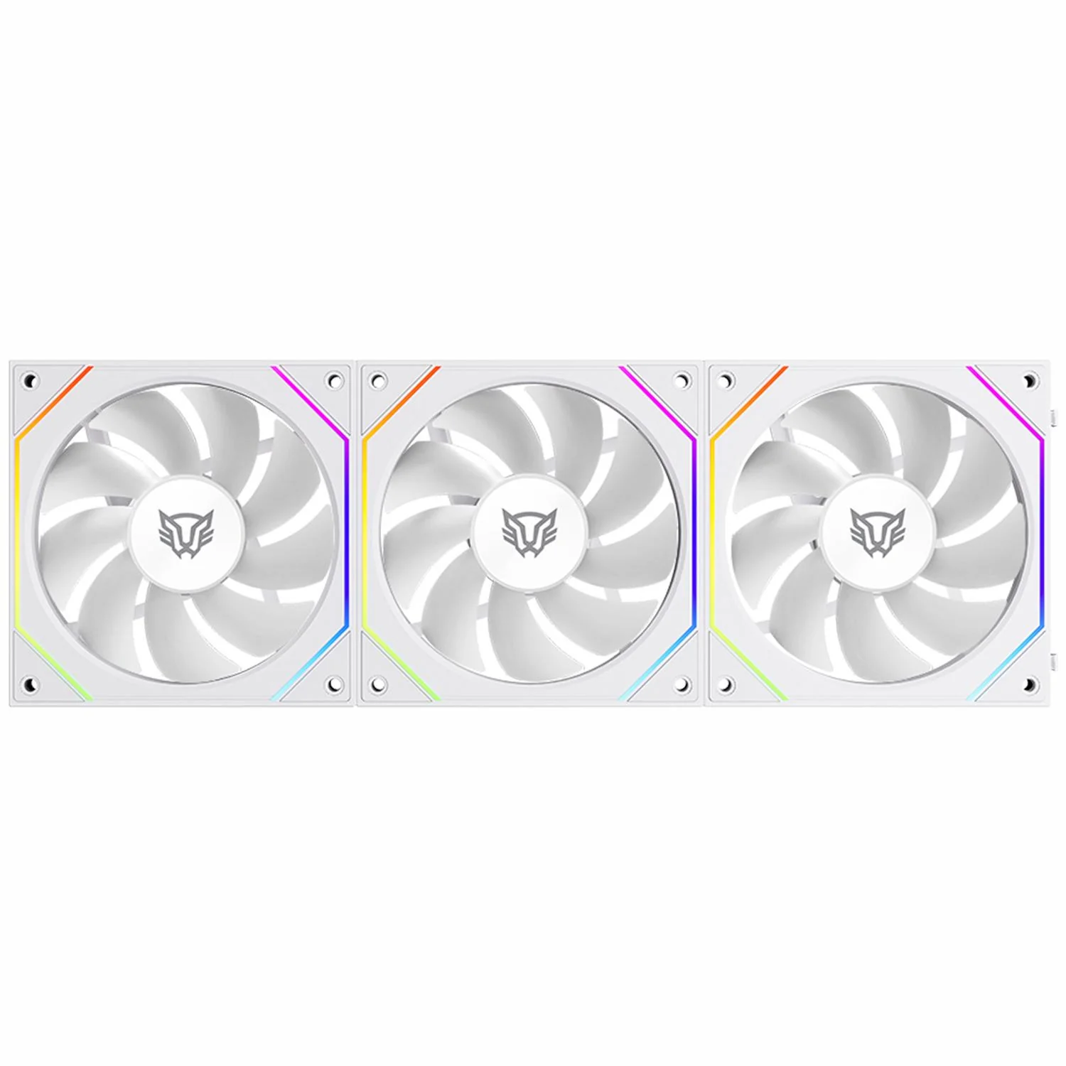 Kit 3 Ventiladores Gamer BALAM RUSH EOLOX LINK EXL95 120mm ARGB Diseño Cuadrado 1800RPM Blanco Daisy-Chain 4 Pin Blanco BR-942096