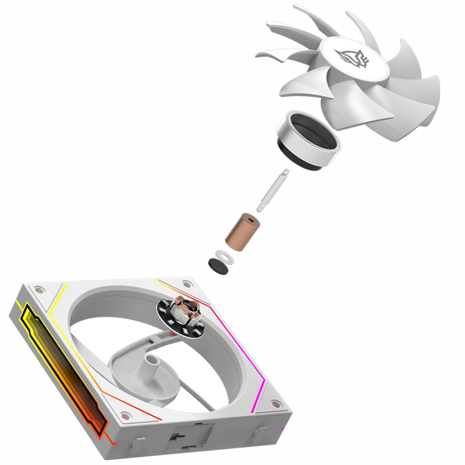 Kit 3 Ventiladores Gamer BALAM RUSH EOLOX LINK EXL95 120mm ARGB Diseño Cuadrado 1800RPM Blanco Daisy-Chain 4 Pin Blanco BR-942096 - Image 3