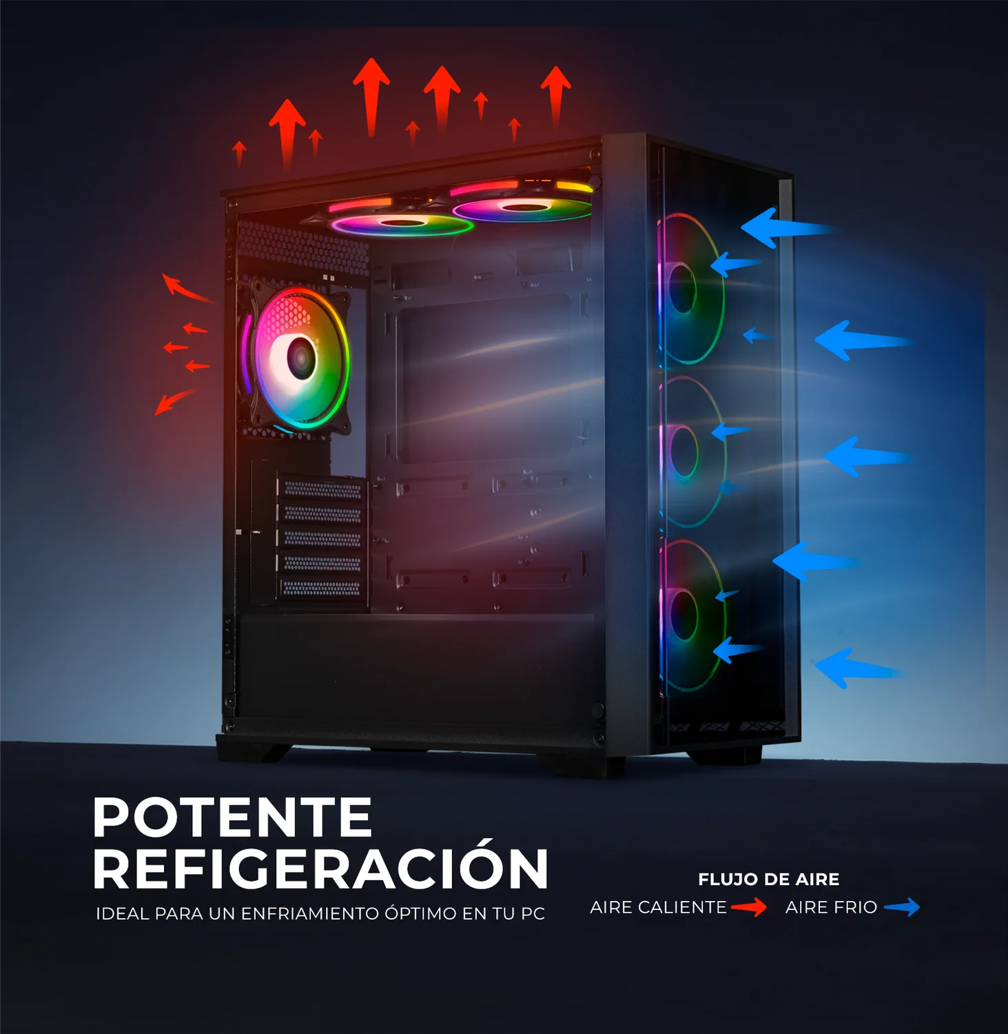 Kit 3 Ventiladores Gamer XTREME PC GAMING Air Force 120mm ARGB 1500RPM Hub 12 Control Negro CFXTAQ120BK - Image 5