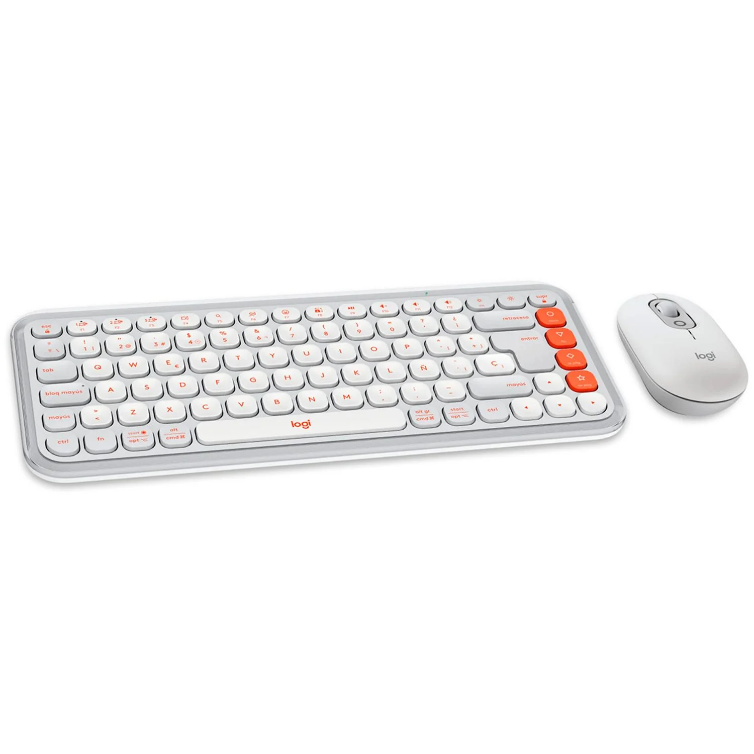 Kit de Teclado y Mouse LOGITECH POP Icon Combo Bluetooth 4000DPI Español Blanco/Naranja - Image 5