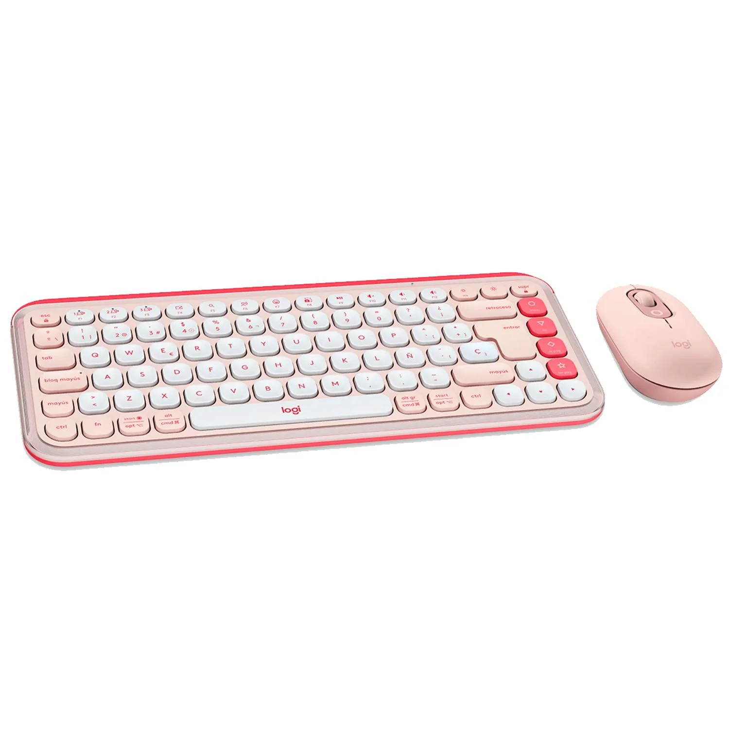 Kit de Teclado y Mouse LOGITECH POP Icon Combo Bluetooth 4000DPI Español Rosa/Blanco - Image 2