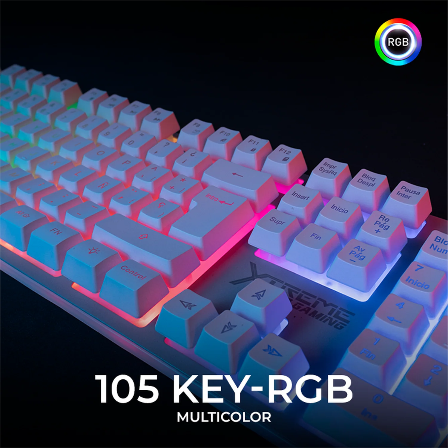 Kit Gamer 2 en 1 XTREME PC GAMING Battle Chief Teclado y Mouse Membrana Español 3600 DPI RGB USB Blanco - Image 5