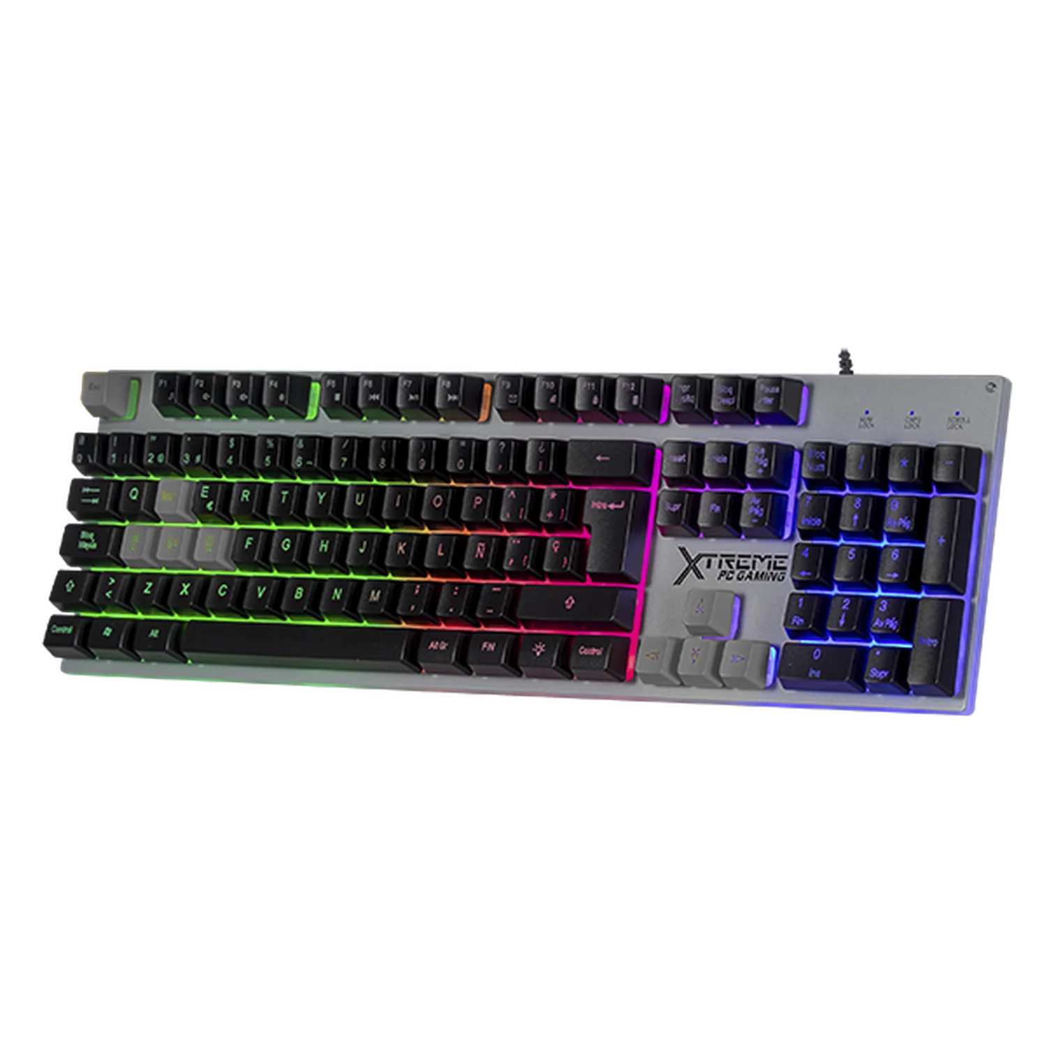Kit Gamer 2 en 1 XTREME PC GAMING Battle Chief Legion Teclado Membrana Teclas Intercambiables Retroiluminado RGB Español Mouse 7200 DPI USB Amarillo-Gris KXTGK2YG - Image 2