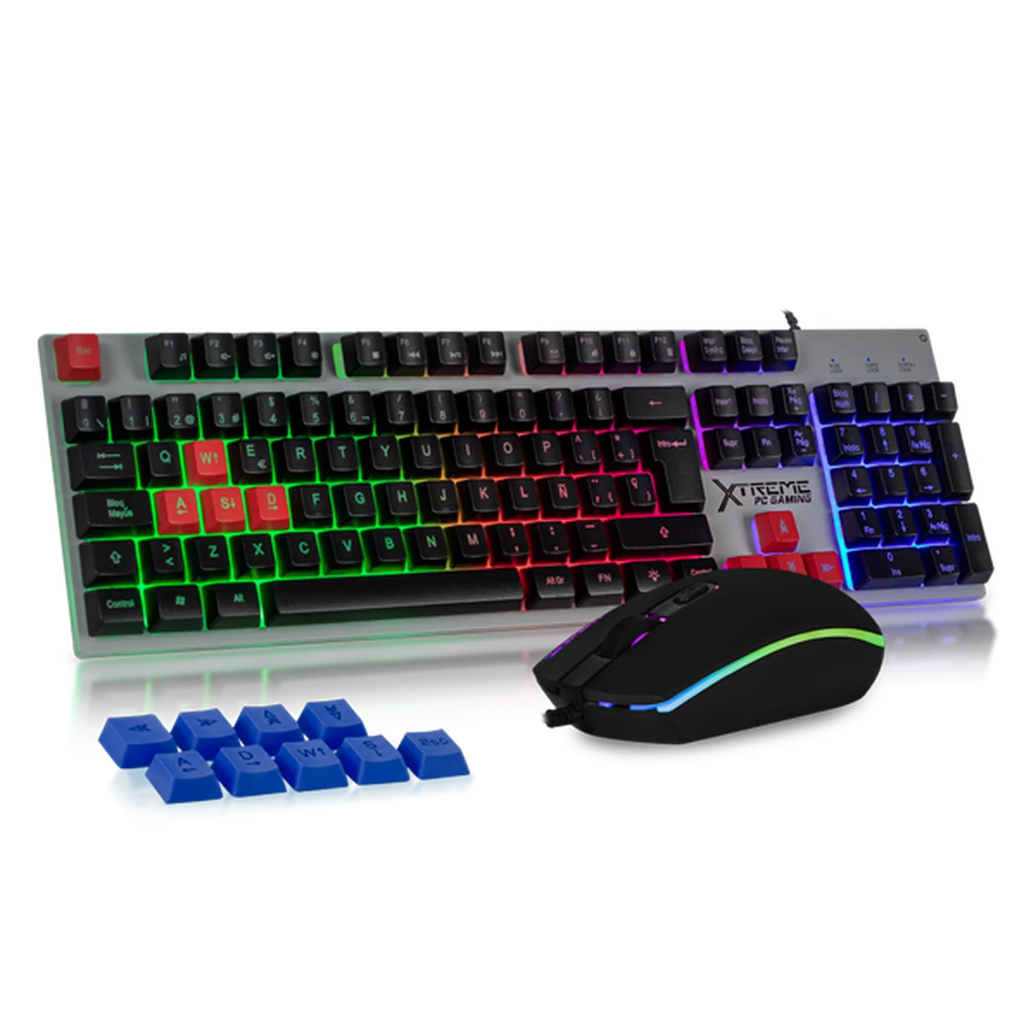 Kit Gamer 2 en 1 XTREME PC GAMING Battle Chief Legion Teclado Membrana Teclas Intercambiables Retroiluminado RGB Español Mouse 7200 DPI USB Rojo-Azul KXTGK2RB - Image 4