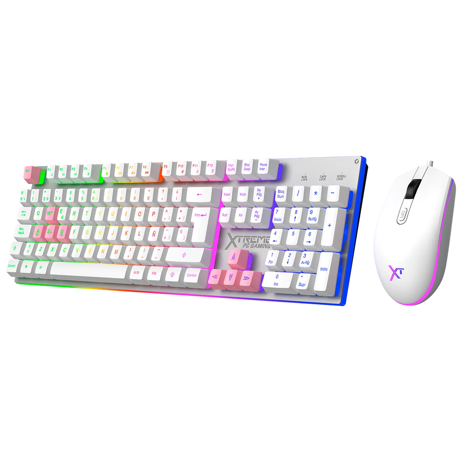 Kit Gamer 2 en 1 XTREME PC GAMING Battle Chief Legion Teclado Membrana Teclas Intercambiables Retroiluminado RGB Español Mouse 7200 DPI USB Rosa-Lila KXTGK2PL - Image 3