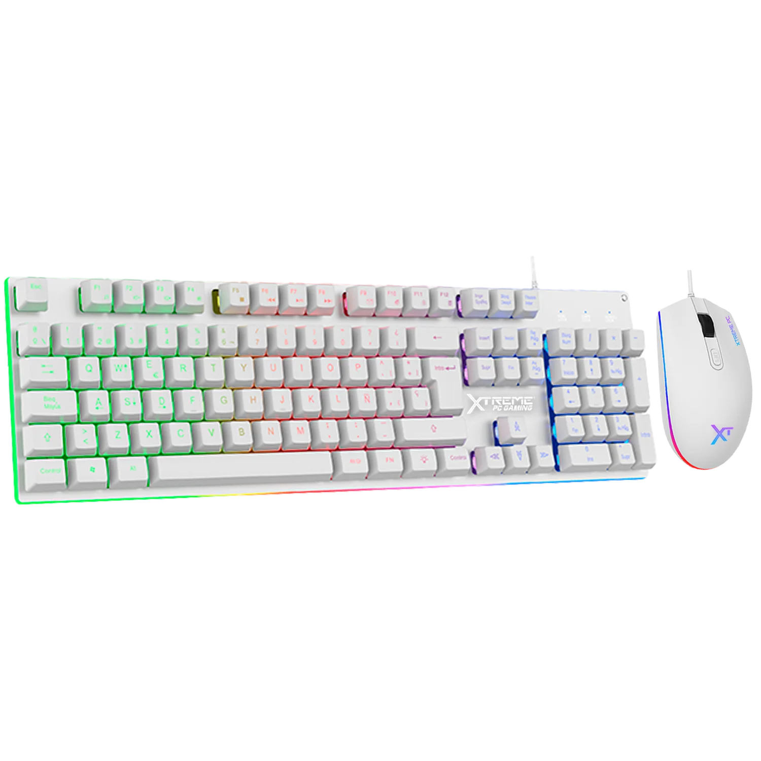 Kit Gamer 2 en 1 XTREME PC GAMING Battle Chief Teclado Membrana Retroiluminado RGB Español Mouse 7200 DPI USB Blanco KXTGK2WT - Image 2