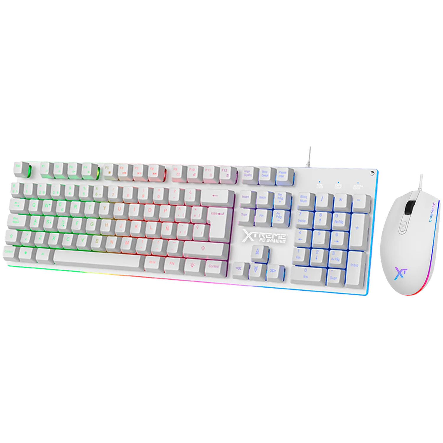 Kit Gamer 2 en 1 XTREME PC GAMING Battle Chief Teclado Membrana Retroiluminado RGB Español Mouse 7200 DPI USB Blanco KXTGK2WT - Image 3