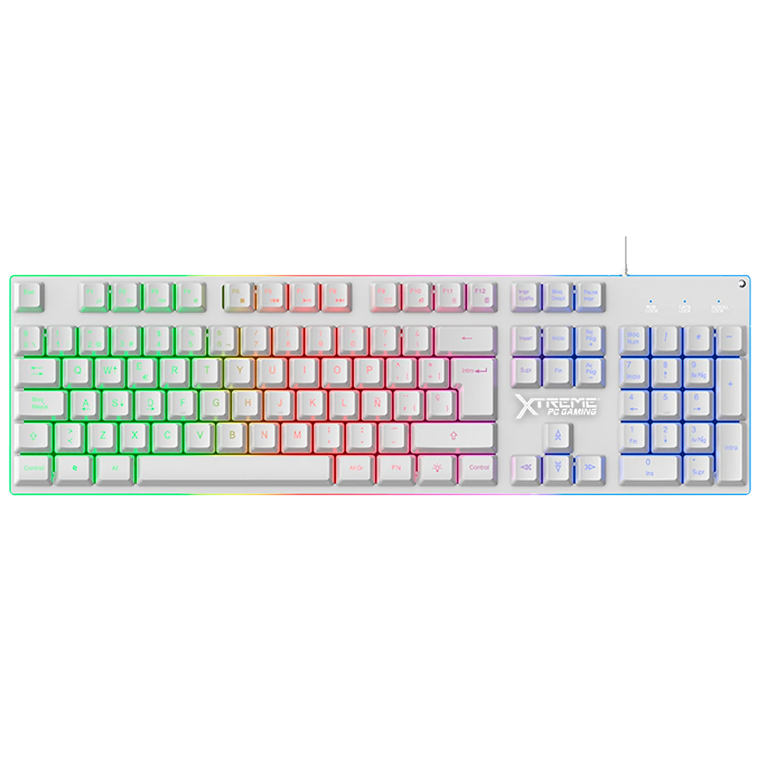 Kit Gamer 2 en 1 XTREME PC GAMING Battle Chief Teclado Membrana Retroiluminado RGB Español Mouse 7200 DPI USB Blanco KXTGK2WT - Image 4