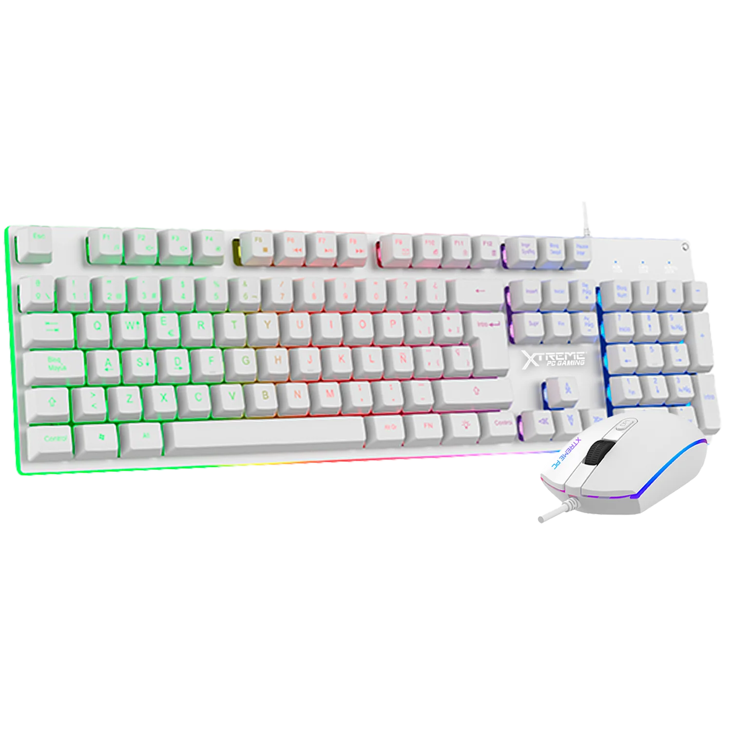 Kit Gamer 2 en 1 XTREME PC GAMING Battle Chief Teclado Membrana Retroiluminado RGB Español Mouse 7200 DPI USB Blanco KXTGK2WT - Image 6
