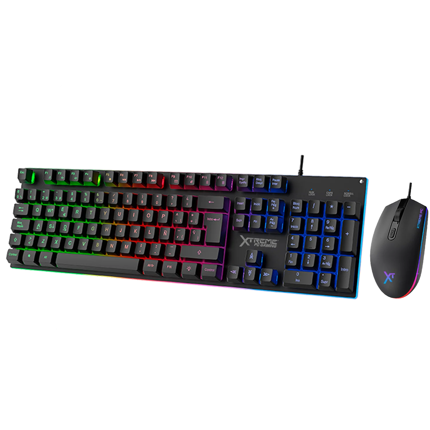 Kit Gamer 2 en 1 XTREME PC GAMING Battle Chief Teclado Membrana Retroiluminado RGB Español Mouse 7200 DPI USB Negro KXTGK2BK - Image 6