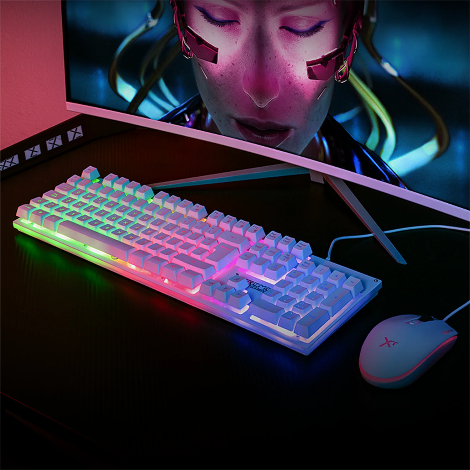 Kit Gamer 2 en 1 XTREME PC GAMING Battle Chief Teclado y Mouse Membrana Español 3600 DPI RGB USB Blanco - Image 6