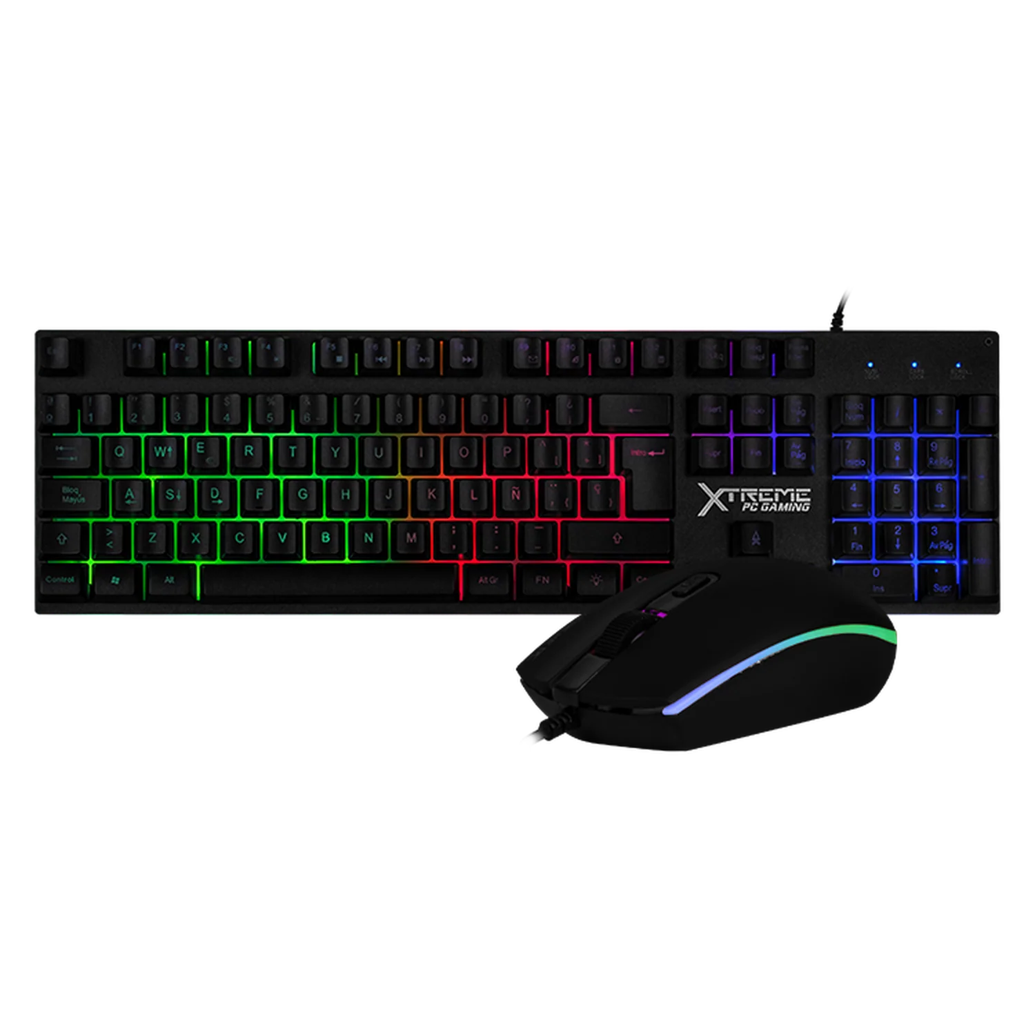 Kit Gamer 2 en 1 XTREME PC GAMING Battle Chief Teclado y Mouse Membrana Español 3600 DPI RGB USB Negro
