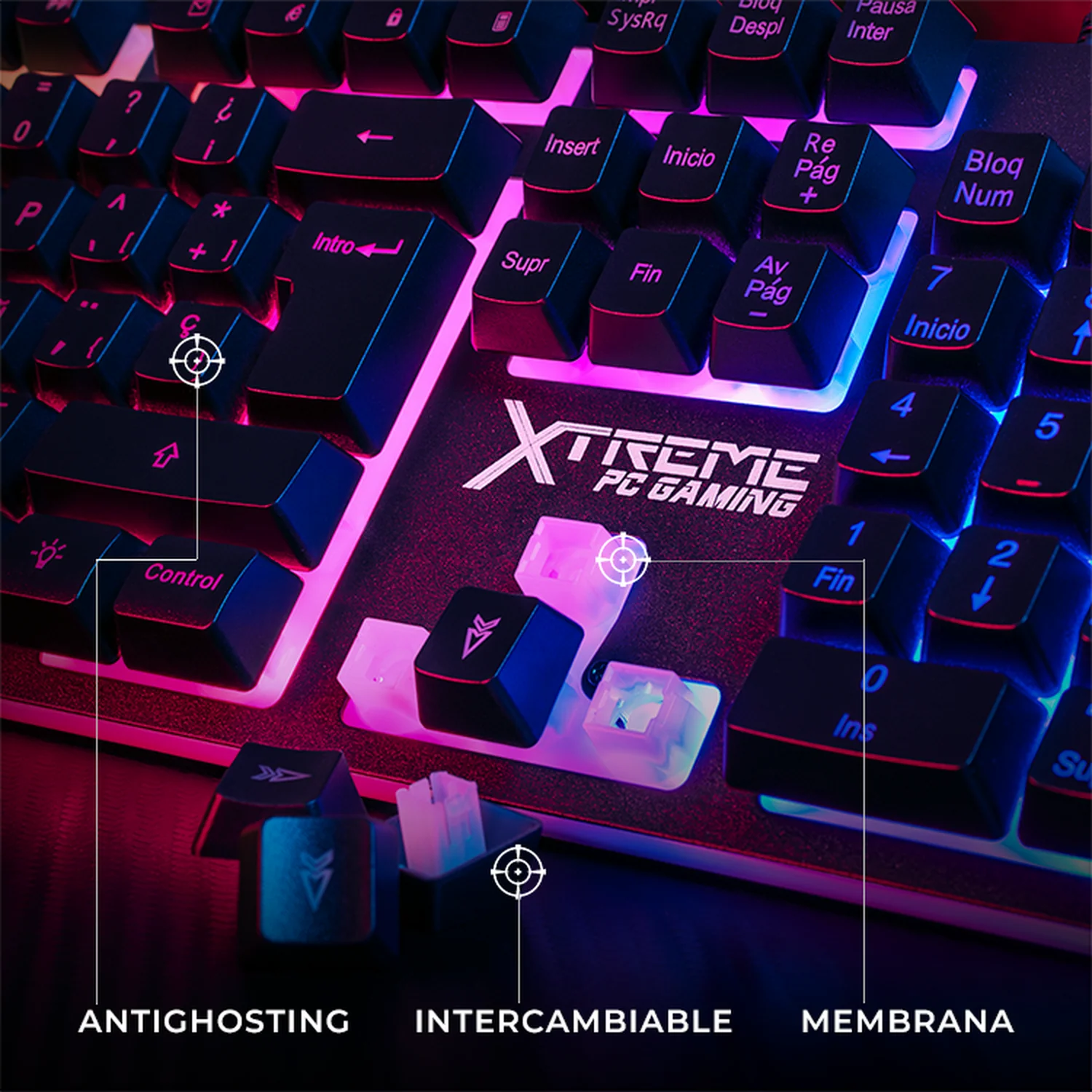 Kit Gamer 2 en 1 XTREME PC GAMING Battle Chief Teclado y Mouse Membrana Español 3600 DPI RGB USB Negro - Image 3