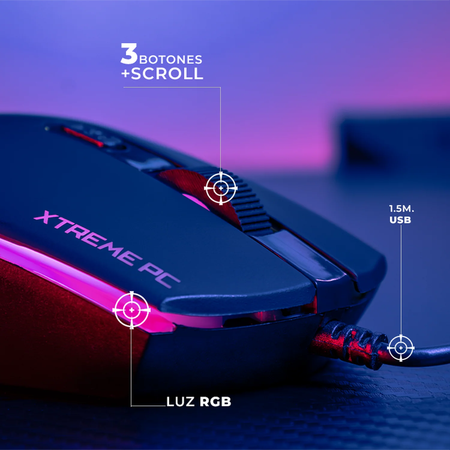 Kit Gamer 2 en 1 XTREME PC GAMING Battle Chief Teclado y Mouse Membrana Español 3600 DPI RGB USB Negro - Image 4
