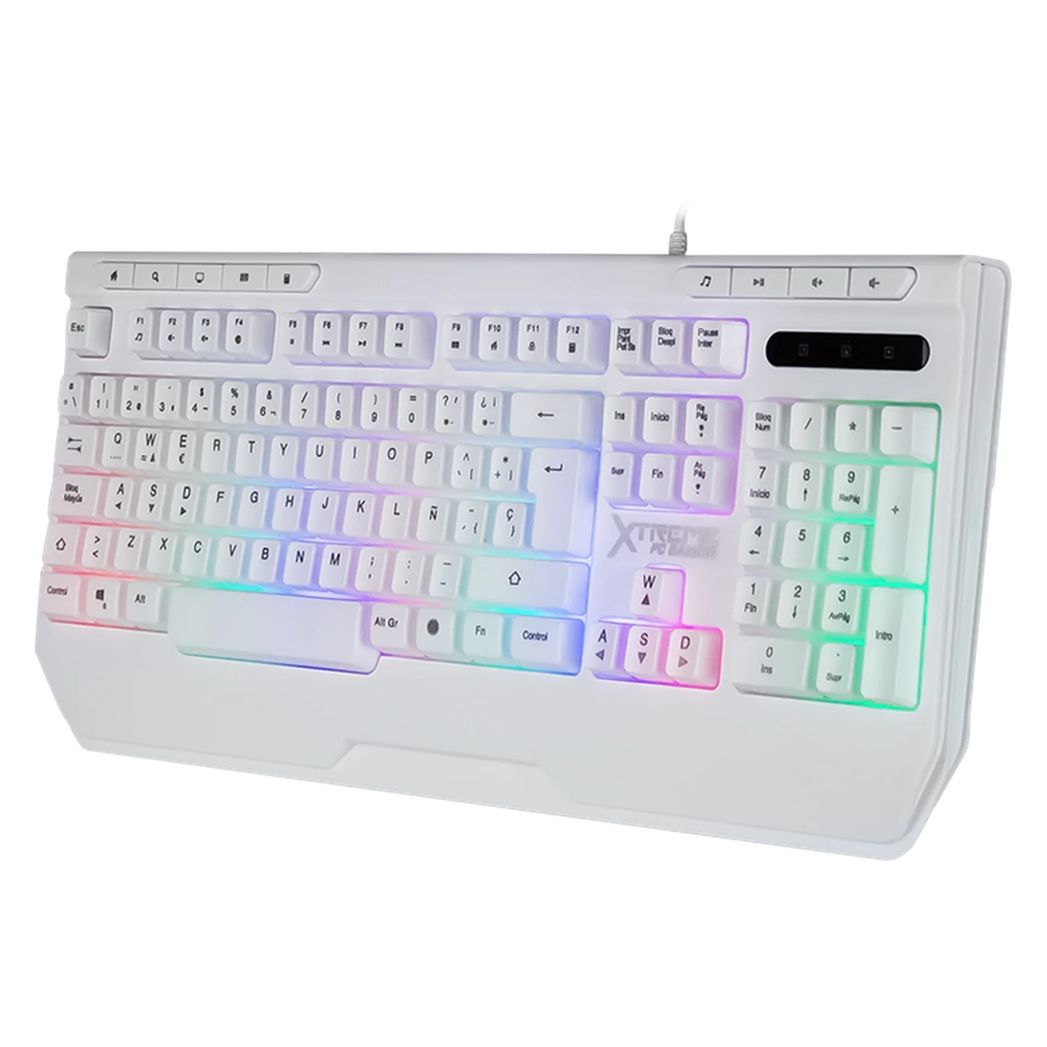 Kit Gamer 4 en 1 XTREME PC GAMING Battle Force Teclado Membrana Español Mouse Audifonos MousePad RGB USB Blanco - Image 2