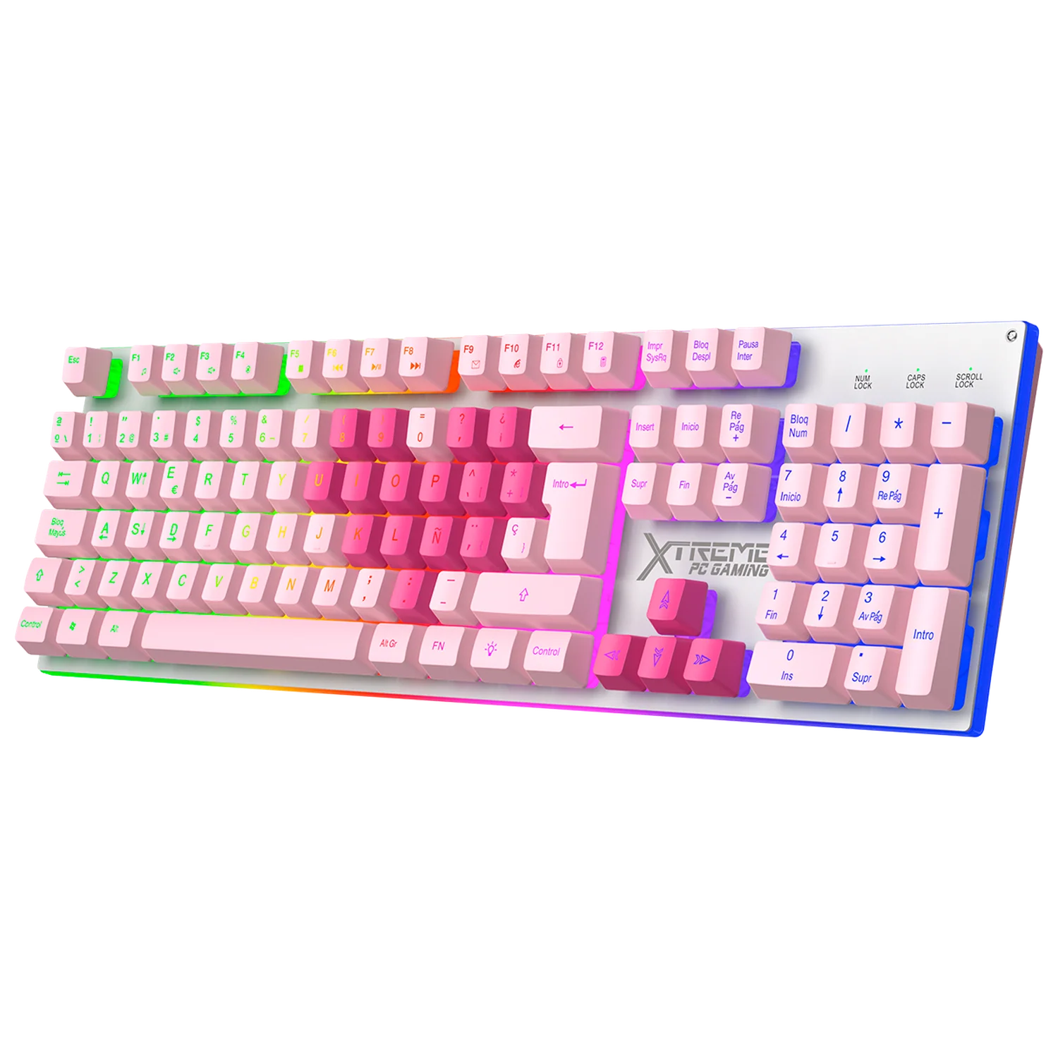 Kit Gamer 4 en 1 XTREME PC GAMING Battle Heart Teclado Membrana Español Mouse Audifonos MousePad RGB USB Rosa KXTMHM4PK - Image 3