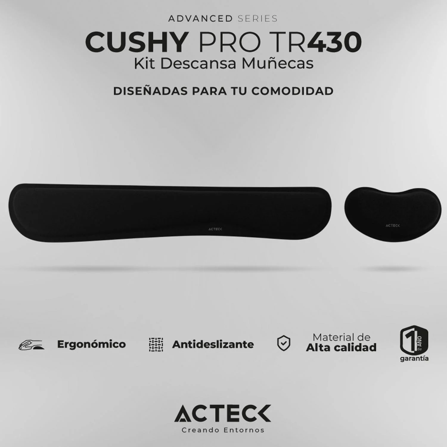 Kit Reposamuñeca ACTECK CUSHY PRO TR430 Antideslizante Negro AC-937214 - Image 4