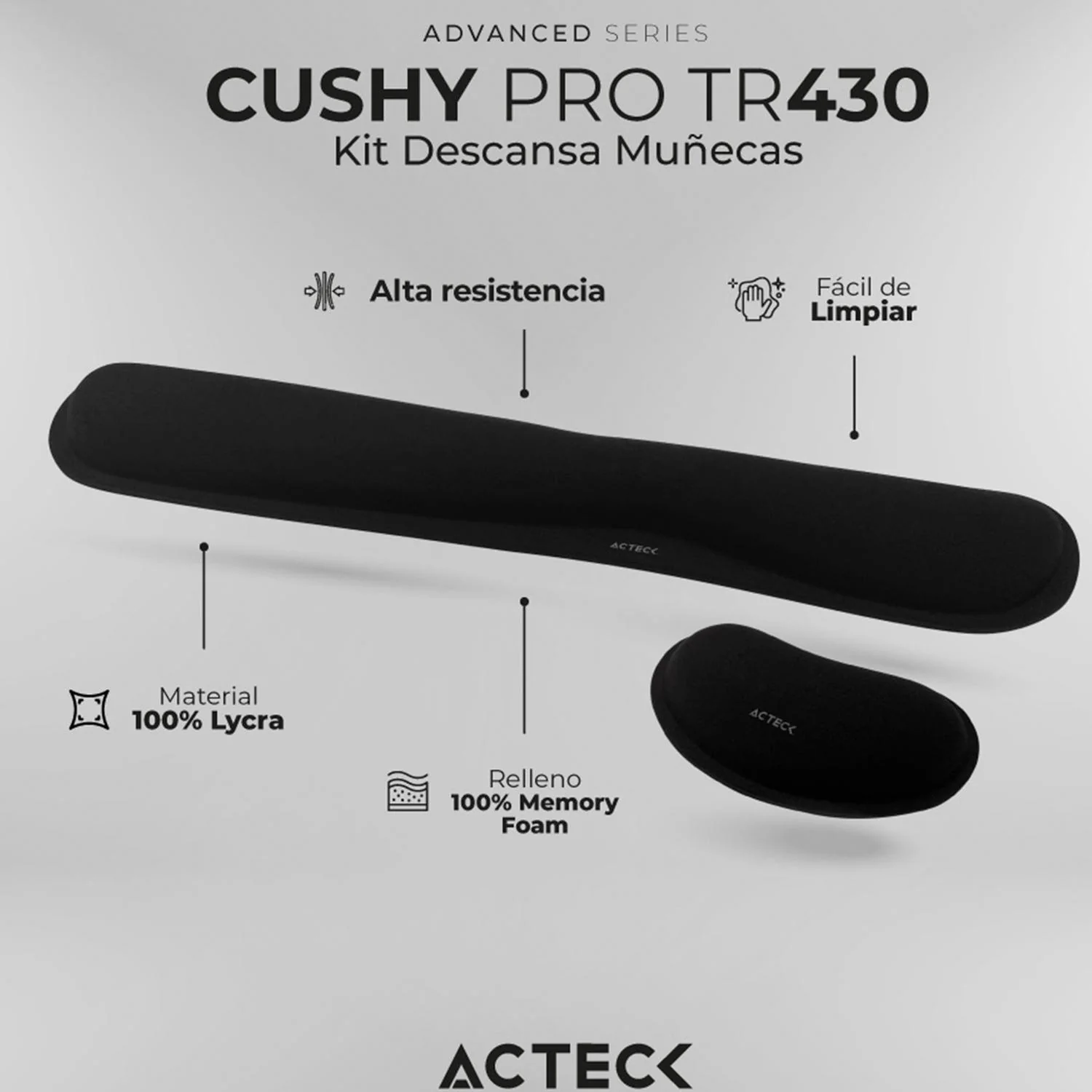 Kit Reposamuñeca ACTECK CUSHY PRO TR430 Antideslizante Negro AC-937214 - Image 5