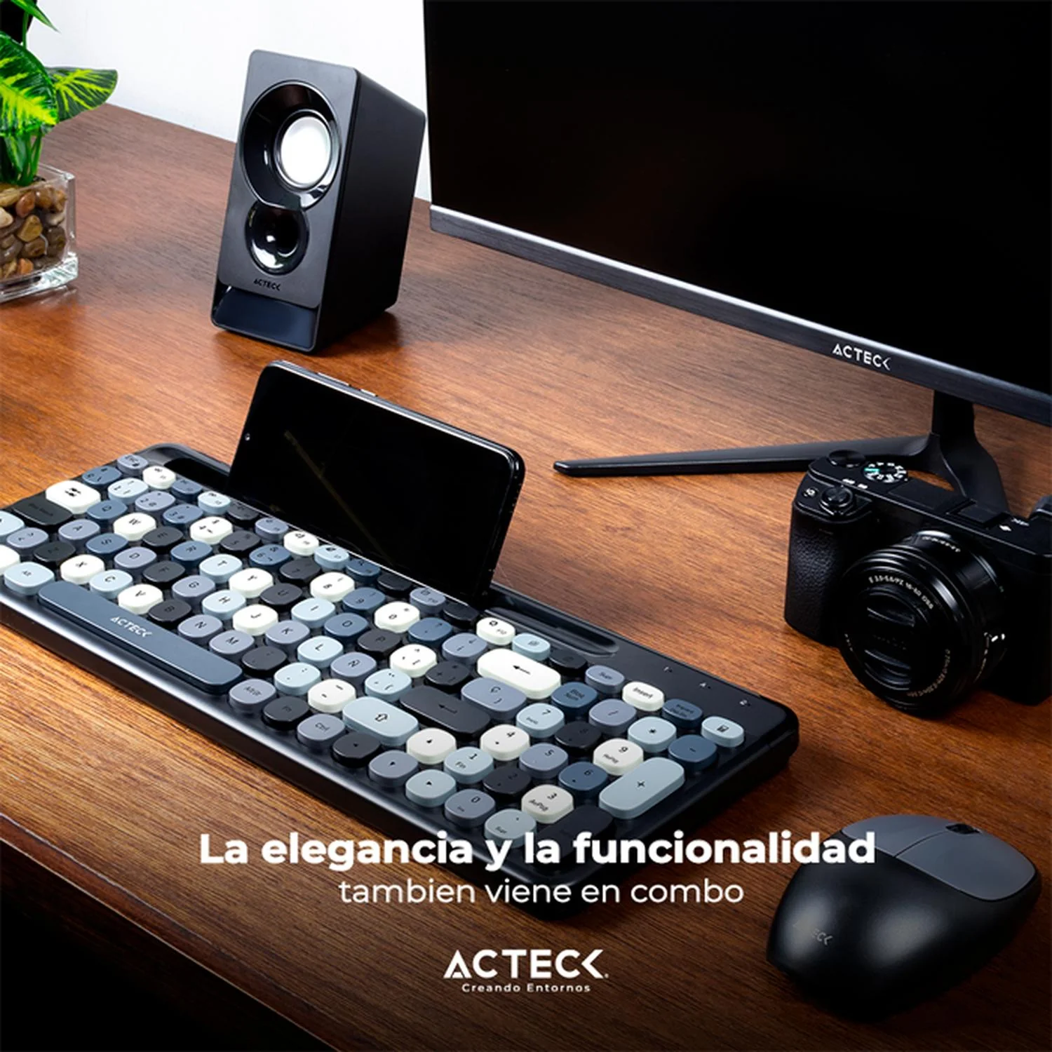 Kit Teclado y Mouse ACTECK CREATOR CHIC COLORS MK470 Inalambrico USB 2.4Ghz Delgado Gris AC-935180 - Image 6