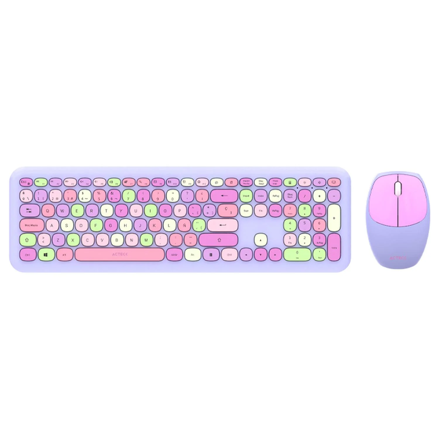 Kit Teclado y Mouse ACTECK CREATOR CHIC COLORS MK475 Inalambrico USB 2.4Ghz Delgado Morado AC-935173