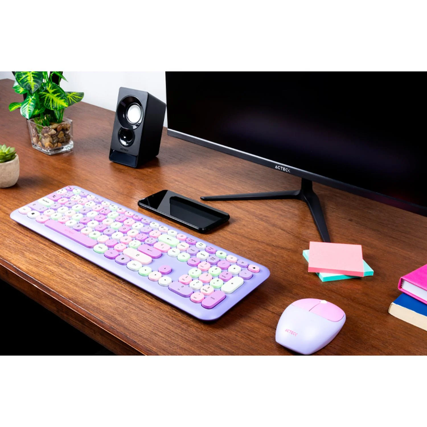Kit Teclado y Mouse ACTECK CREATOR CHIC COLORS MK475 Inalambrico USB 2.4Ghz Delgado Morado AC-935173 - Image 6