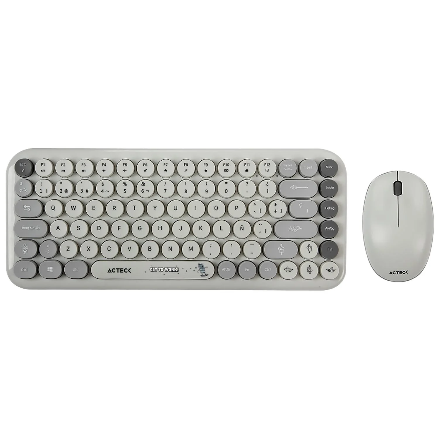Kit Teclado y Mouse ACTECK CREATOR CHIC K-COLORS MK480 Inalambrico USB 2.4 MHz Gris AC-940221
