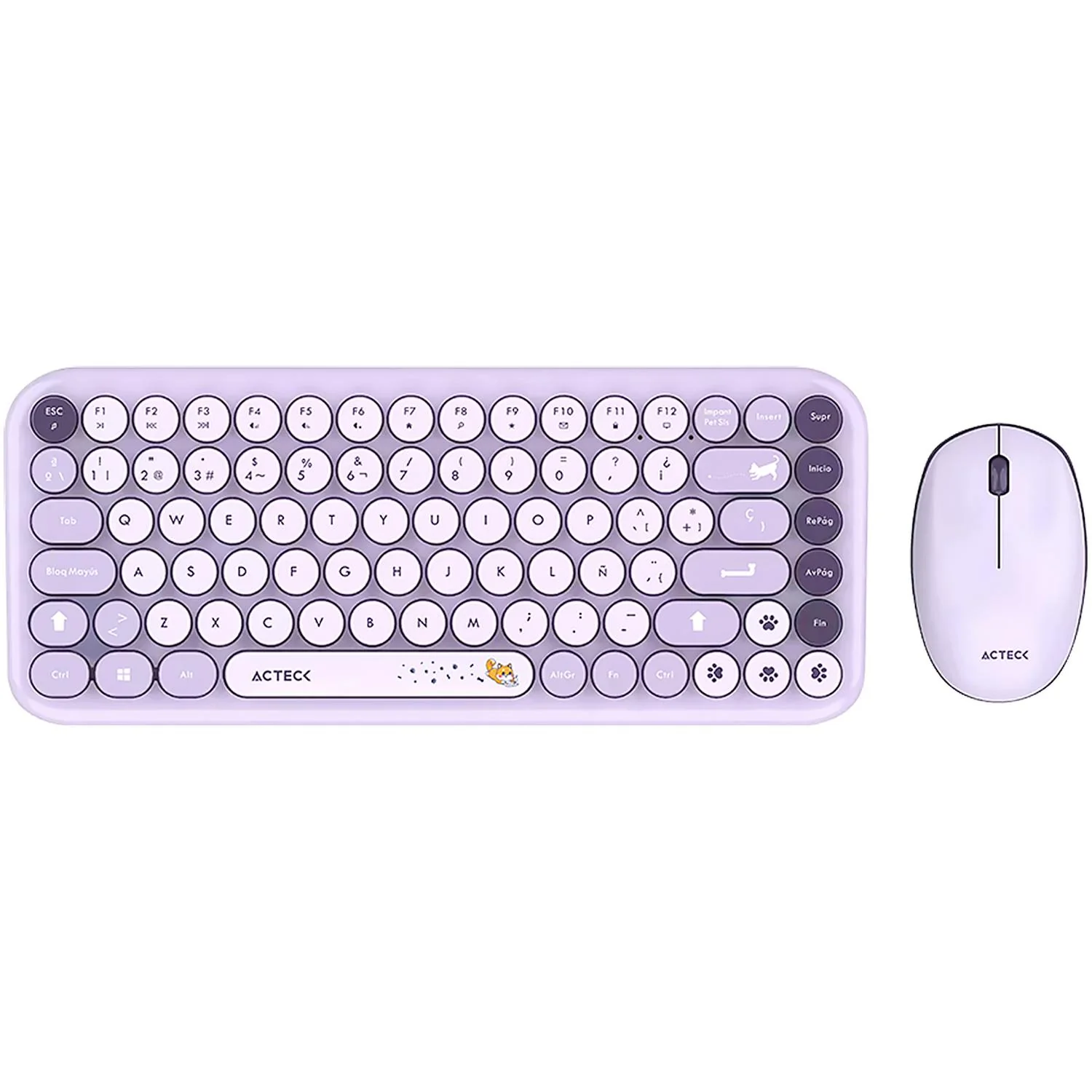 Kit Teclado y Mouse ACTECK CREATOR CHIC K-COLORS MK480 Inalambrico USB 2.4 MHz Violeta AC-940252