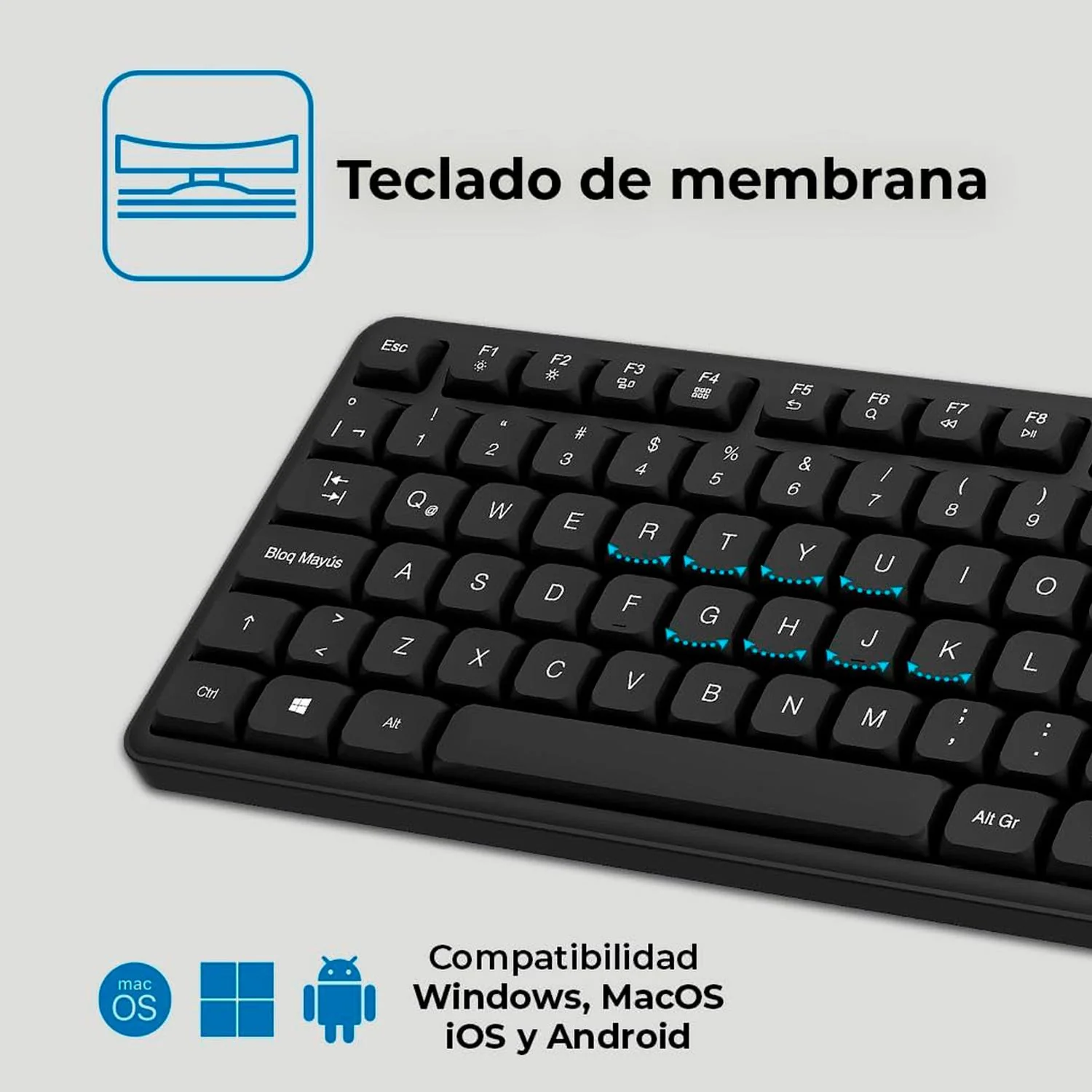 Kit Teclado y Mouse ACTECK CREATOR SILENT PRO MK474 Inalambrico USB-A Negro AC-943505 comodo y compacto - Image 3