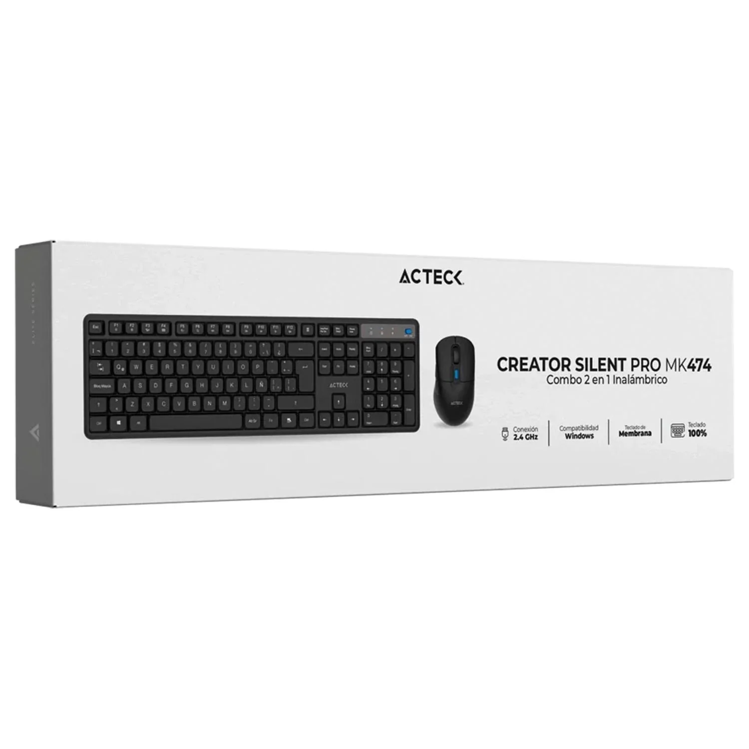 Kit Teclado y Mouse ACTECK CREATOR SILENT PRO MK474 Inalambrico USB-A Negro AC-943505 comodo y compacto - Image 6